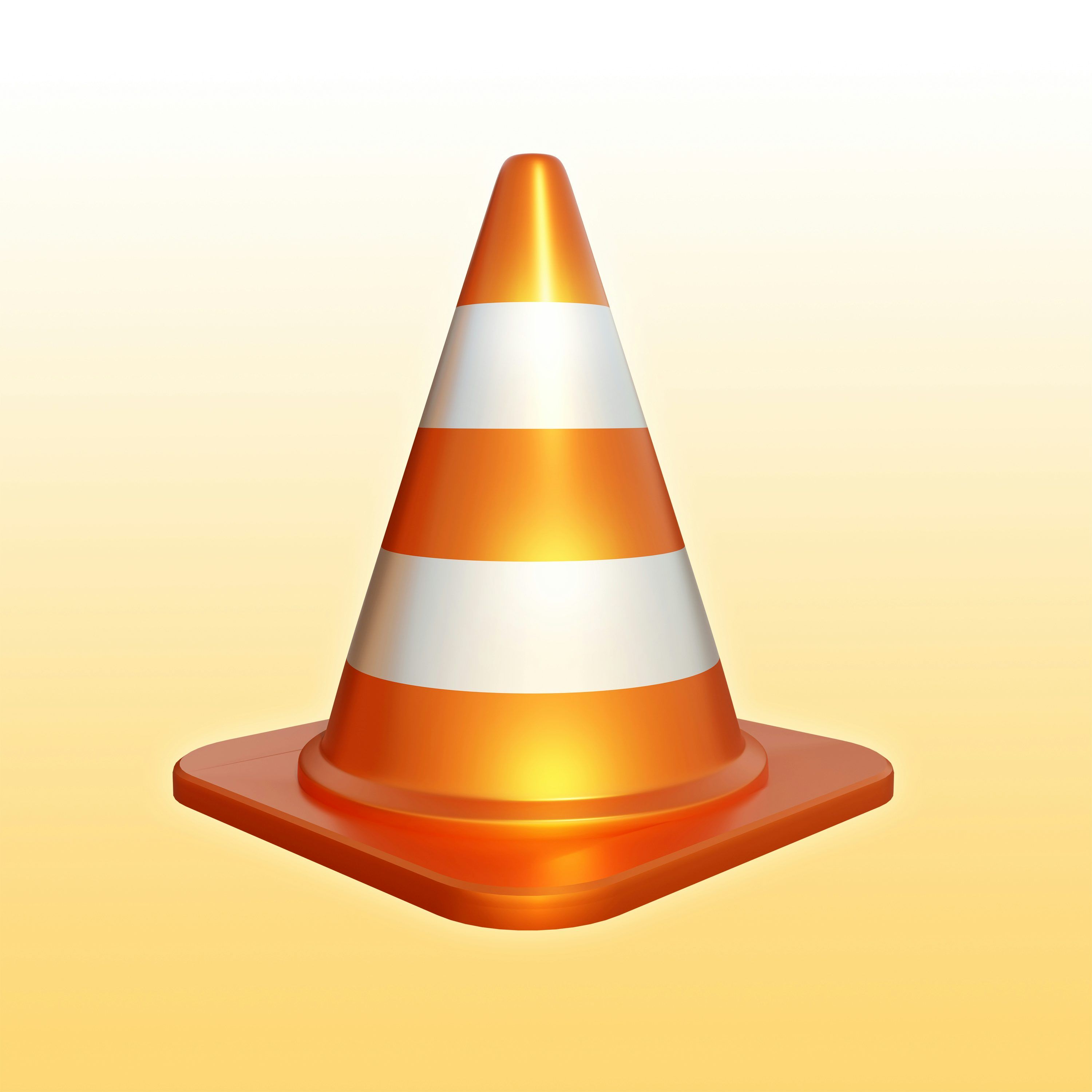3000x3000 An orange and white traffic cone on a yellow background