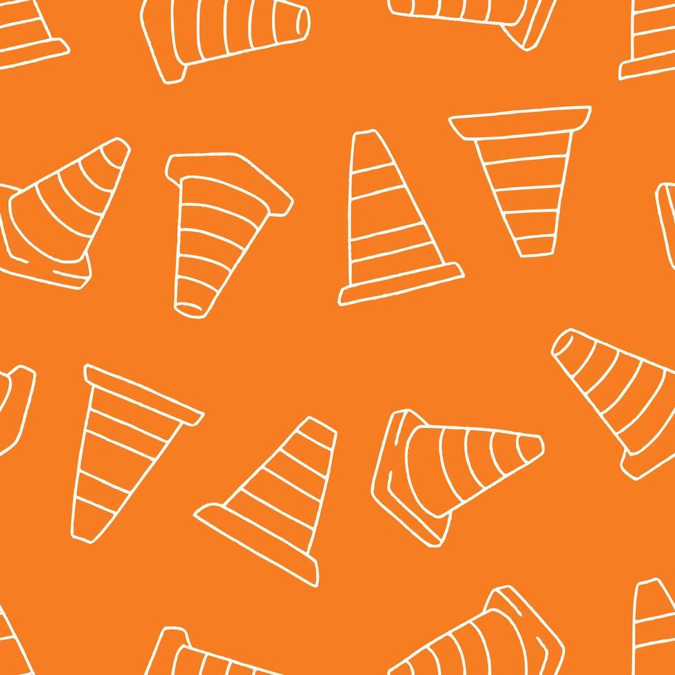 980x980 Outline Traffic Cone Pattern Repeat Seamless for Wallpaper Background Cover Packaging