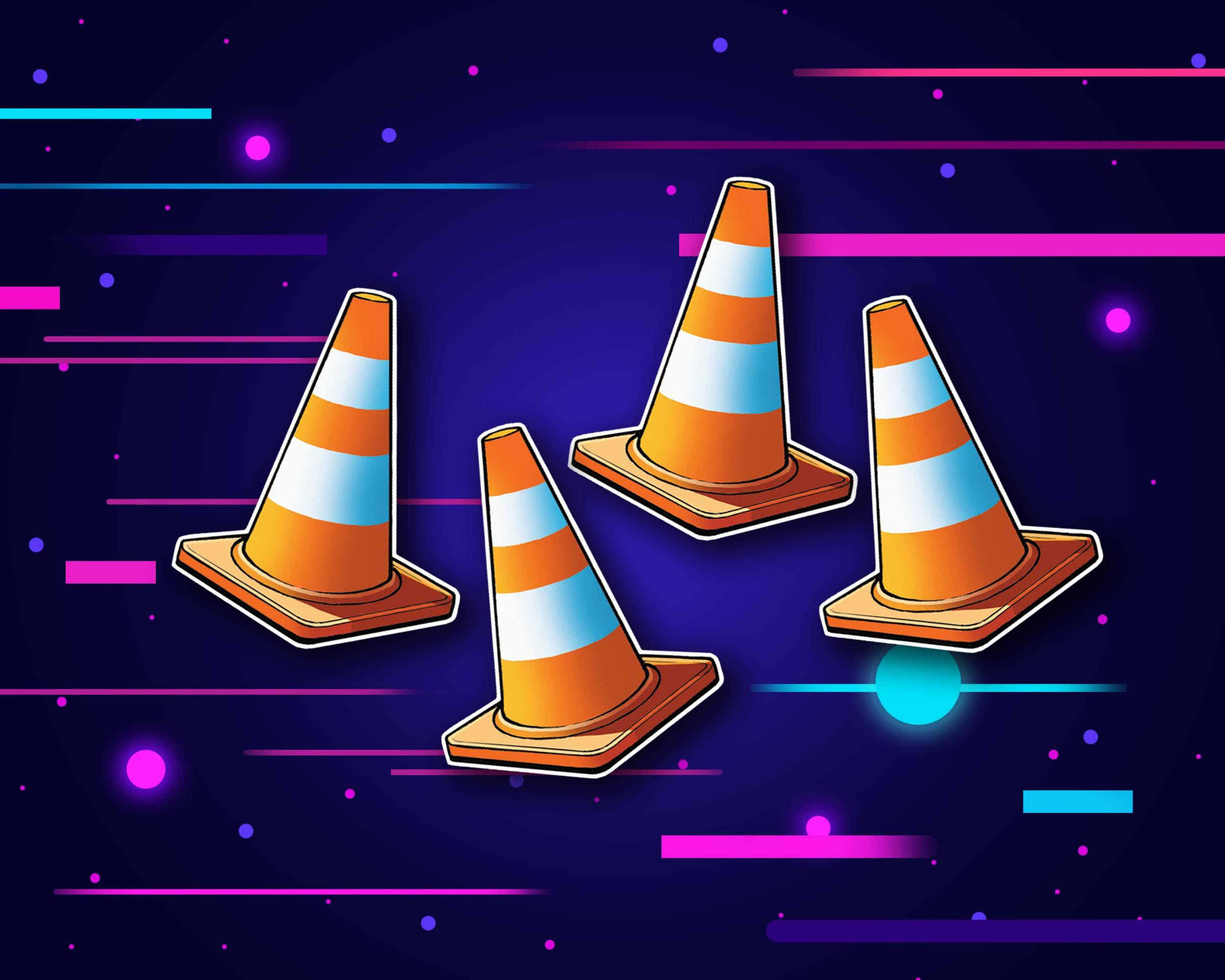 2500x2000 Traffic Cones Vinyl Sticker Sheet (4 Stickers). Decal for Cars, Laptop, Water Bottles