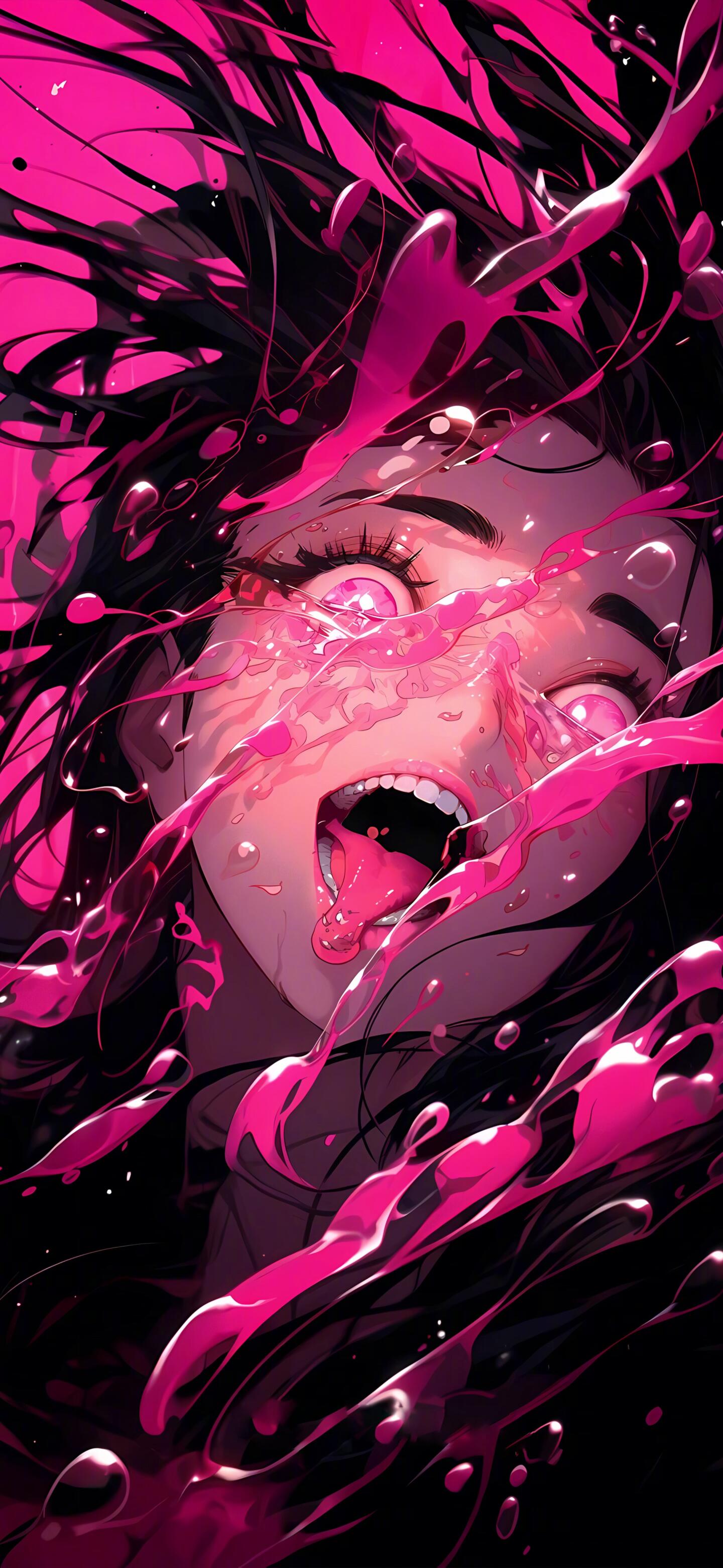 1440x3120 Pink Slime Anime Girl 4k