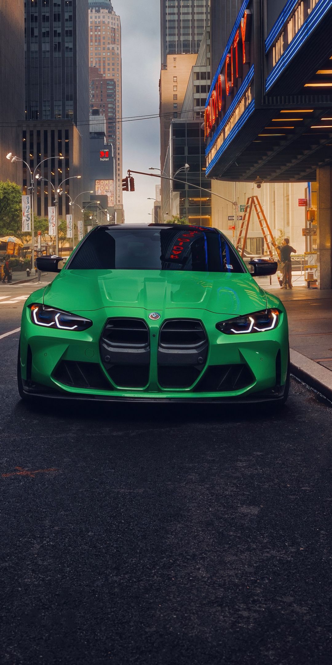 1080x2160 BMW M4 Wallpaper 4K, Urban, 5K, Green car, Sports cars