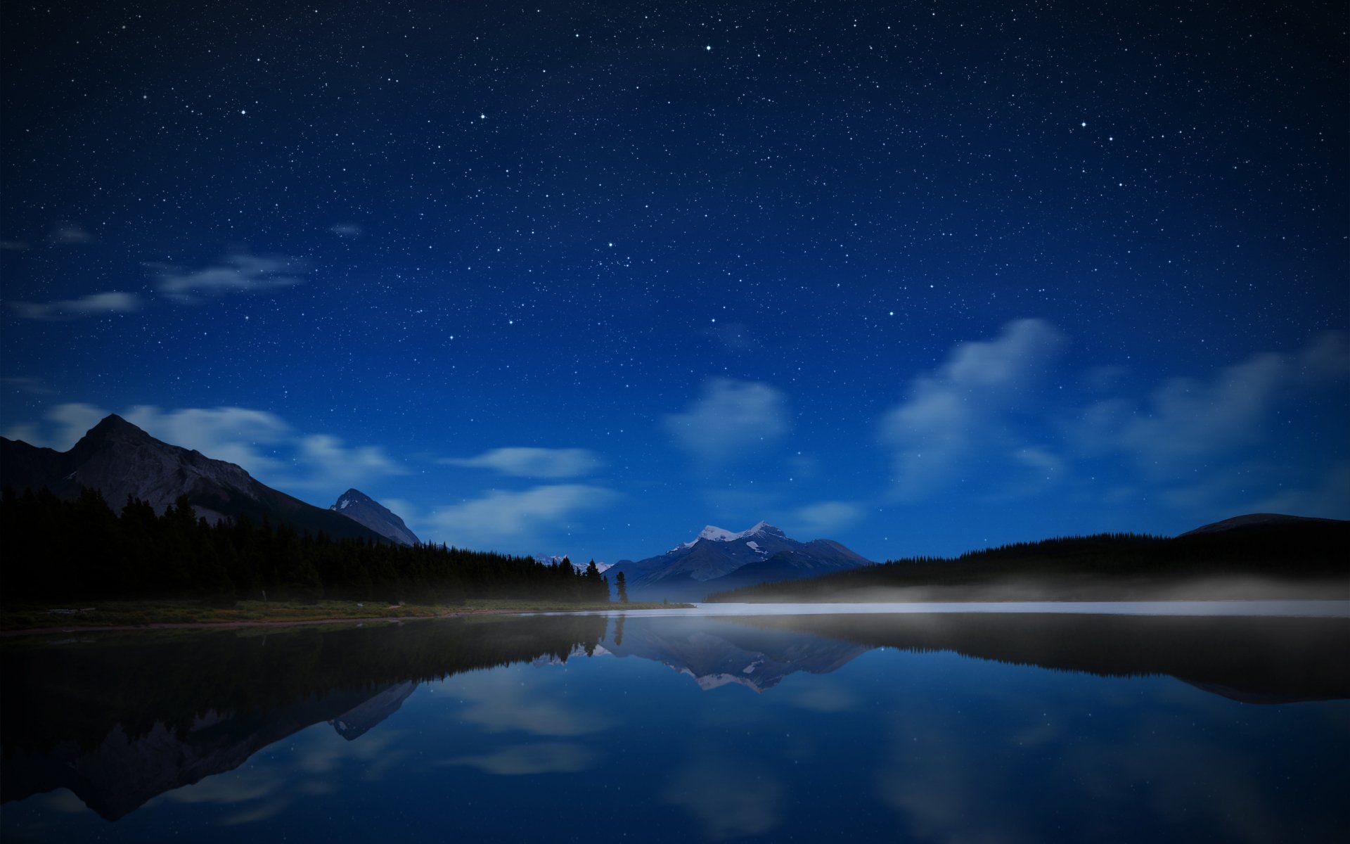 1920x1200 HD Wallpaper: Tranquil Night Reflection Over a Starry Lake