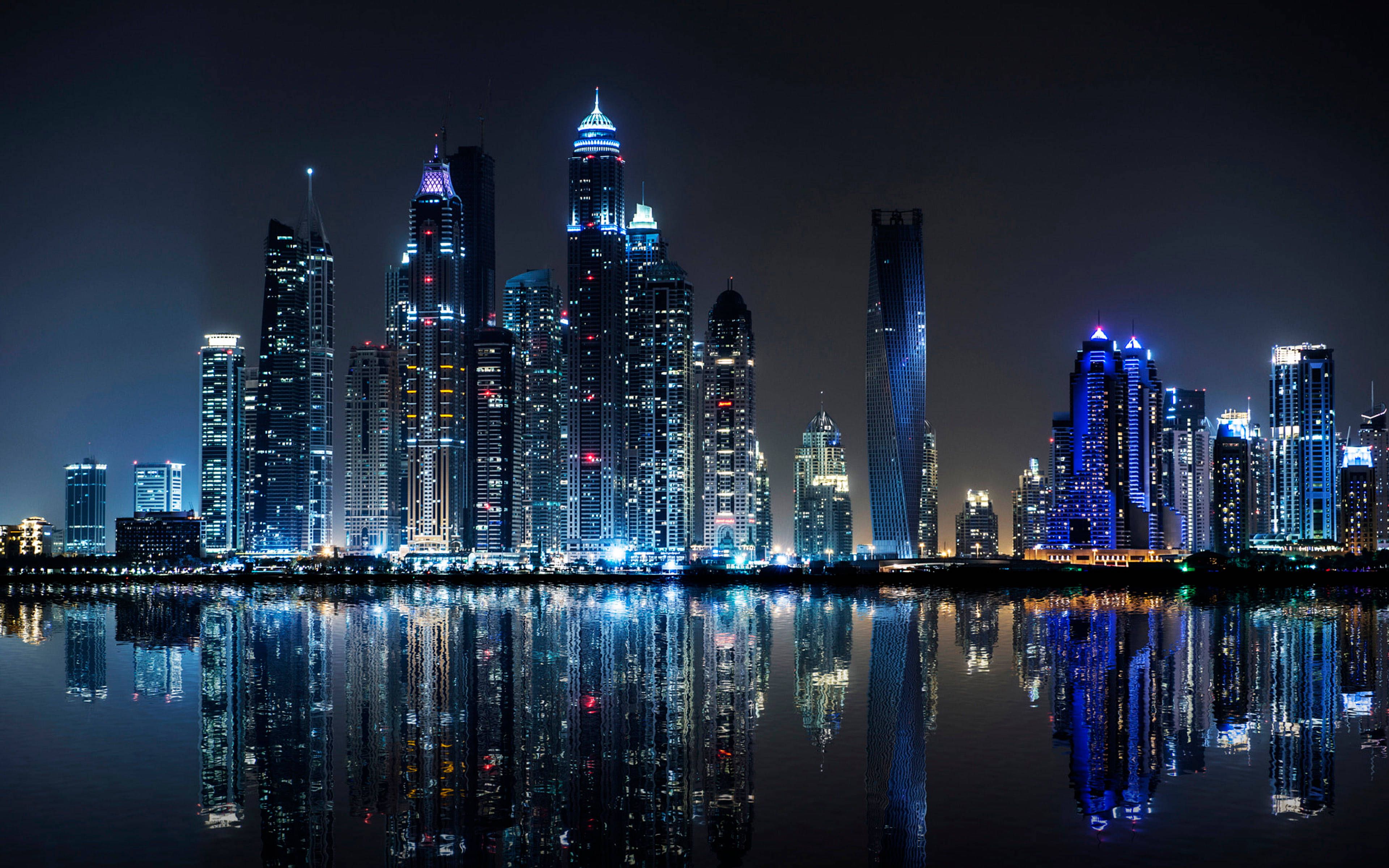 3840x2400 Download City Landscape At Night Professional Desktop Wallpaper