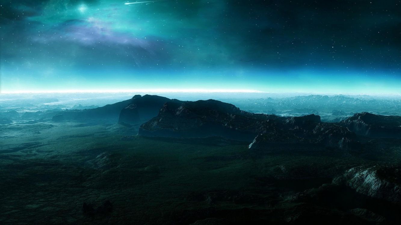 1333x750 Wallpaper Silhouette of Mountain Under Blue Sky During Night Time, Background Free Image
