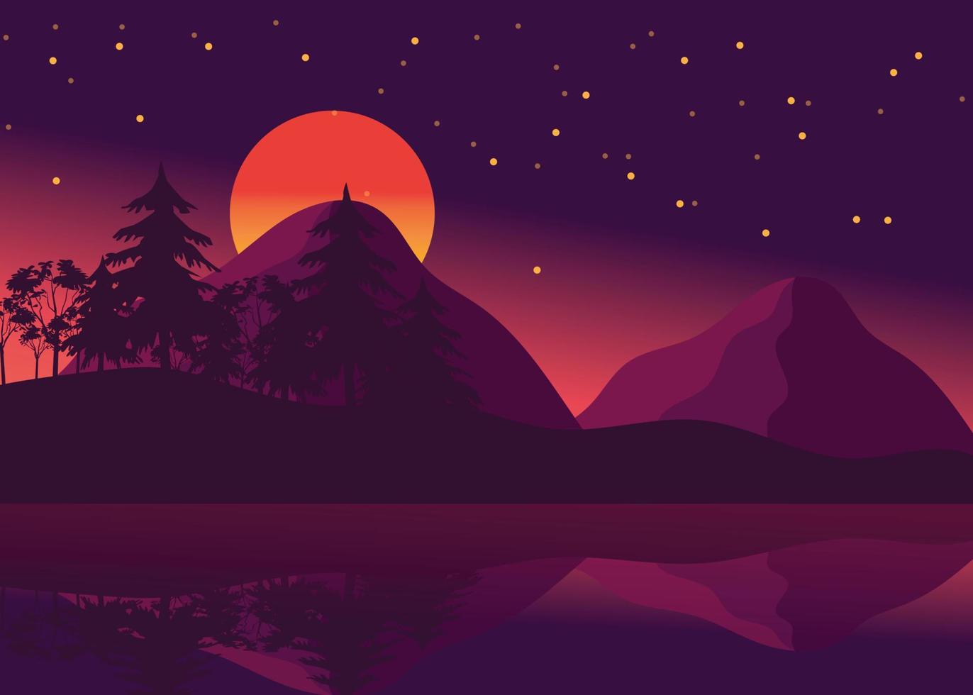 1372x980 beautiful mountain background landscape during night time with stars and mountain reflections on the river