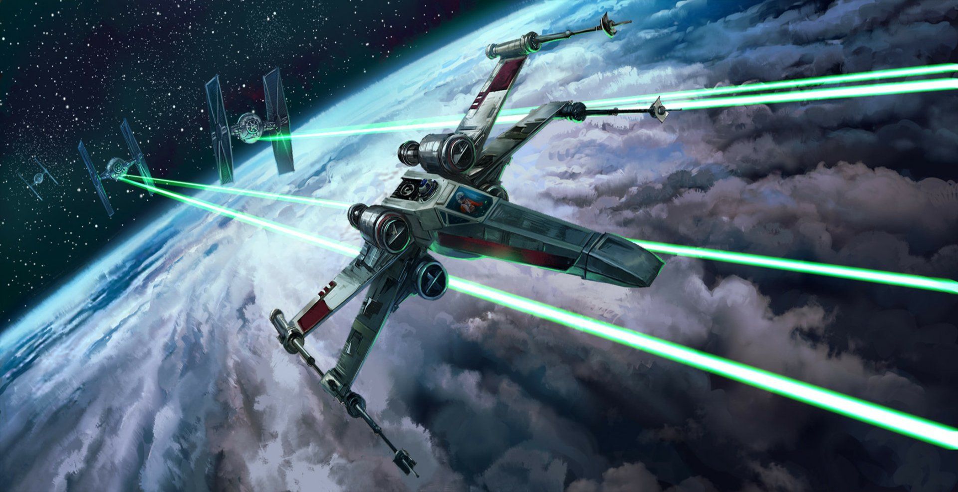 1920x987 Epic Star Wars Battle: X Wing Vs TIE Fighter HD Wallpaper By Rafal Szlapax1080