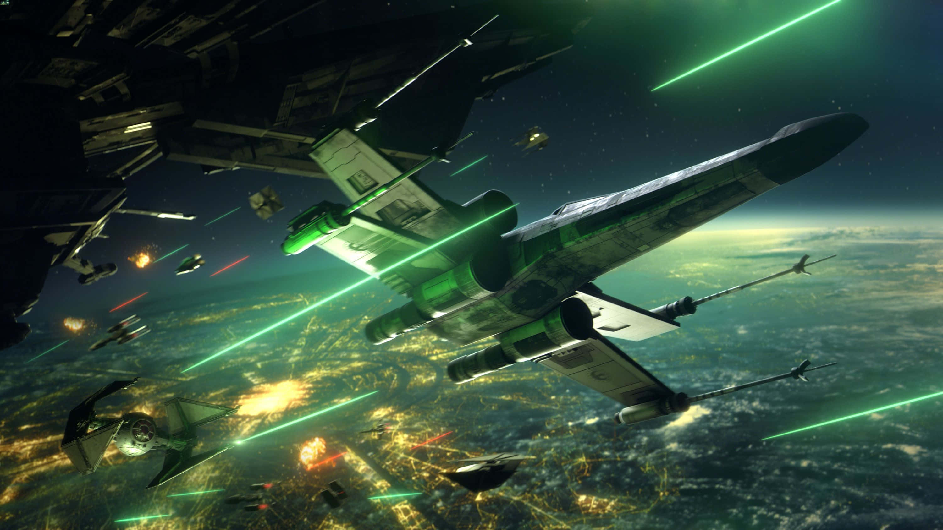 3000x1687 Download Star Wars Space Battle Scene Wallpaper