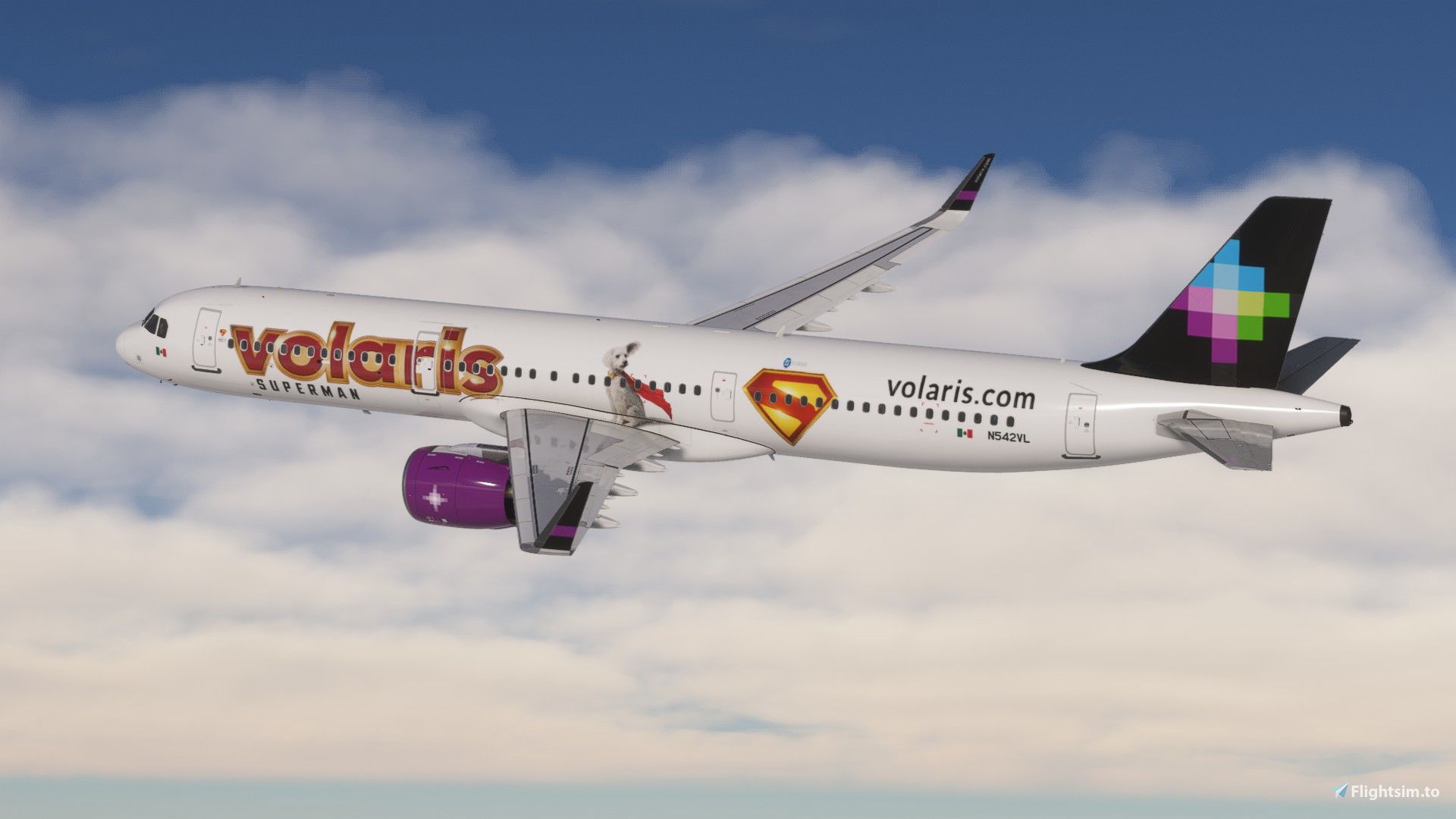 1920x1080 FSLabs Airbus A321 271N Volaris (N542VL Stickers) Liveries For MSFS