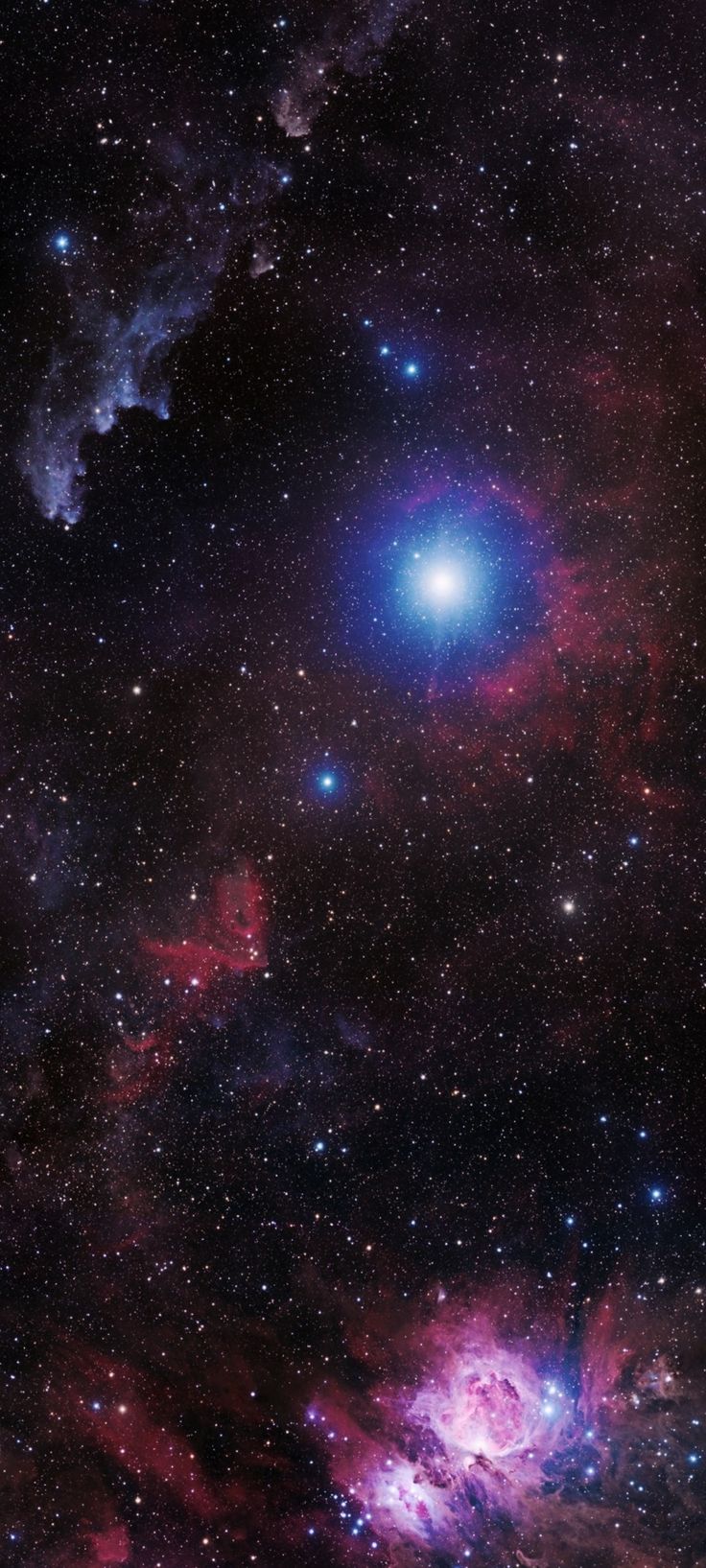 736x1635 The Witchhead Nebula and Rigel Star & the Orion Nebula Bucksnort Observatory cropped close up mobile Wallpaper 1080x2400