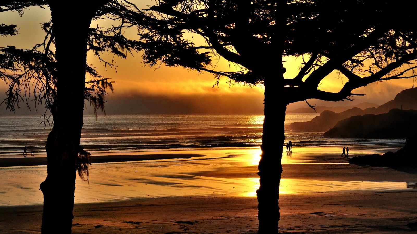 1600x900 Sunset in Tofino. Evening mood at sunset on the beach of To