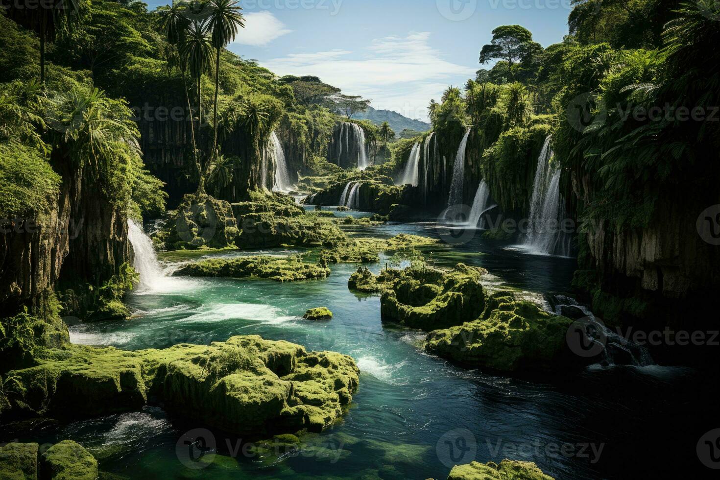 1470x980 Waterfall in Costa Rica, Central America, Central America, South America. AI generated