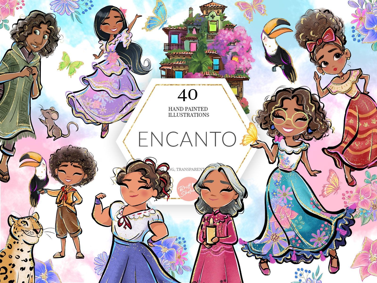 1600x1200 Encanto Clipart, Mirabel PNG, Luisa, Isabela, Casita, Madrigal Family, High Resolution Hand Drawn, Cute, Kids, Watercolor, Sublimation