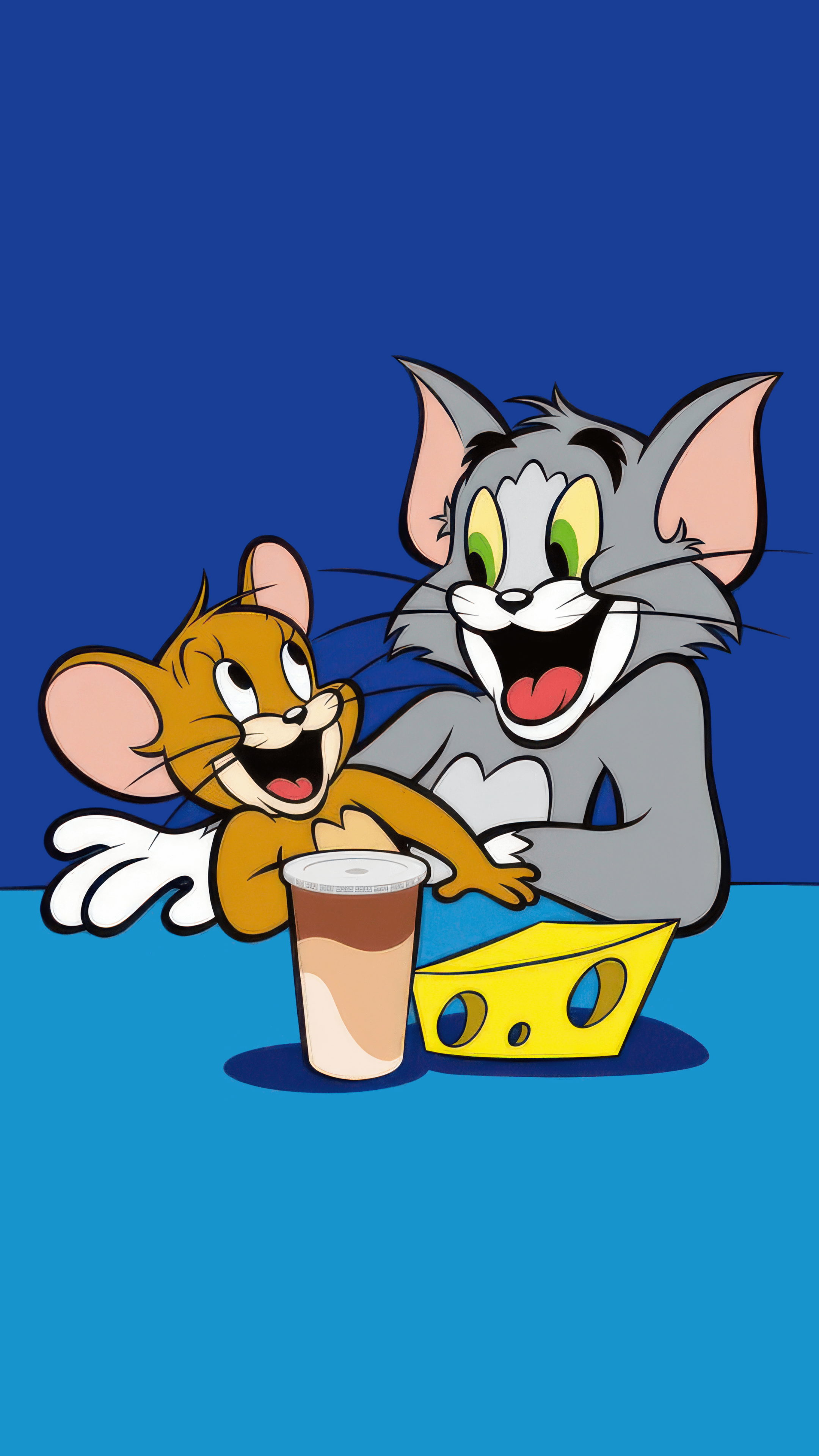 2160x3840 Tom and Jerry Wallpaper 4K, 8K, Cartoon, Blue background