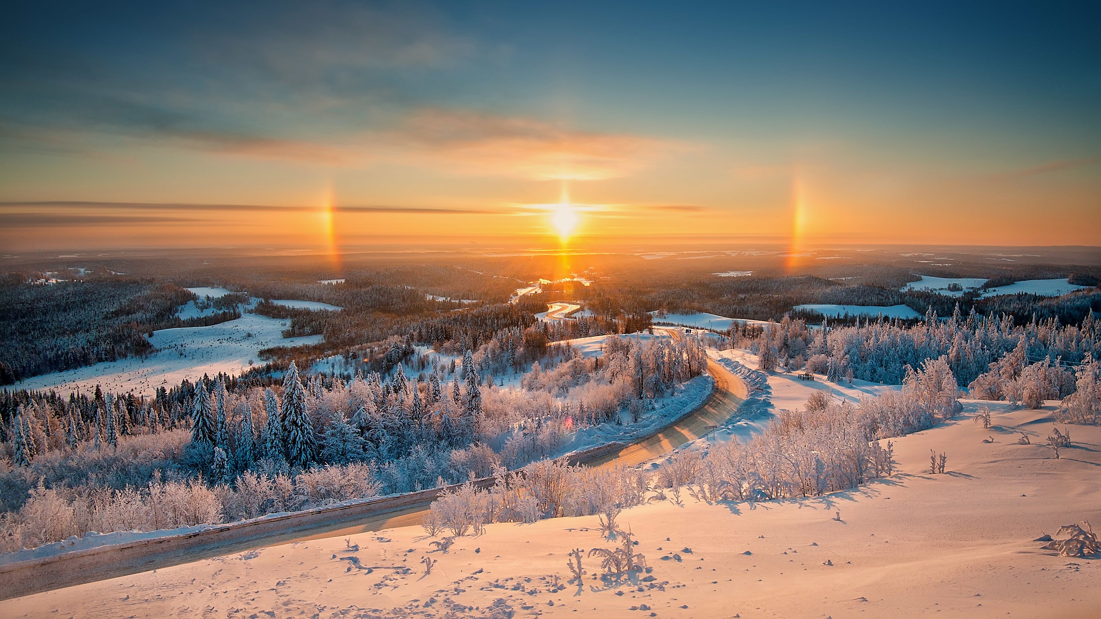 3790x2132 Desktop wallpaper: Winter, Landscape, Nature, Shine, Light, Ural, Belogorie, White Mountains 4K free download for PC. 106445