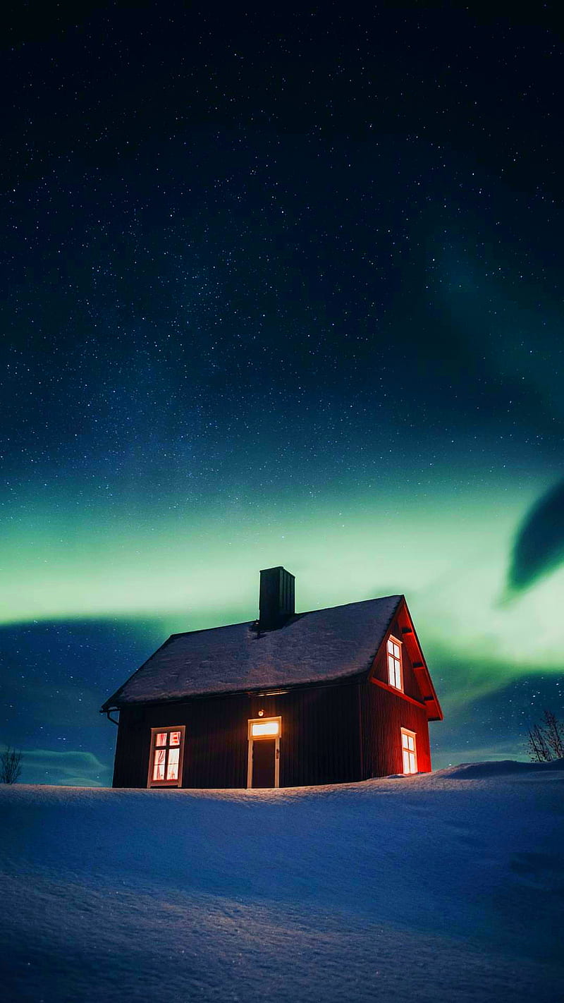 800x1422 Snow and sky, country, dark, home, night, north, roads, HD phone wallpaper