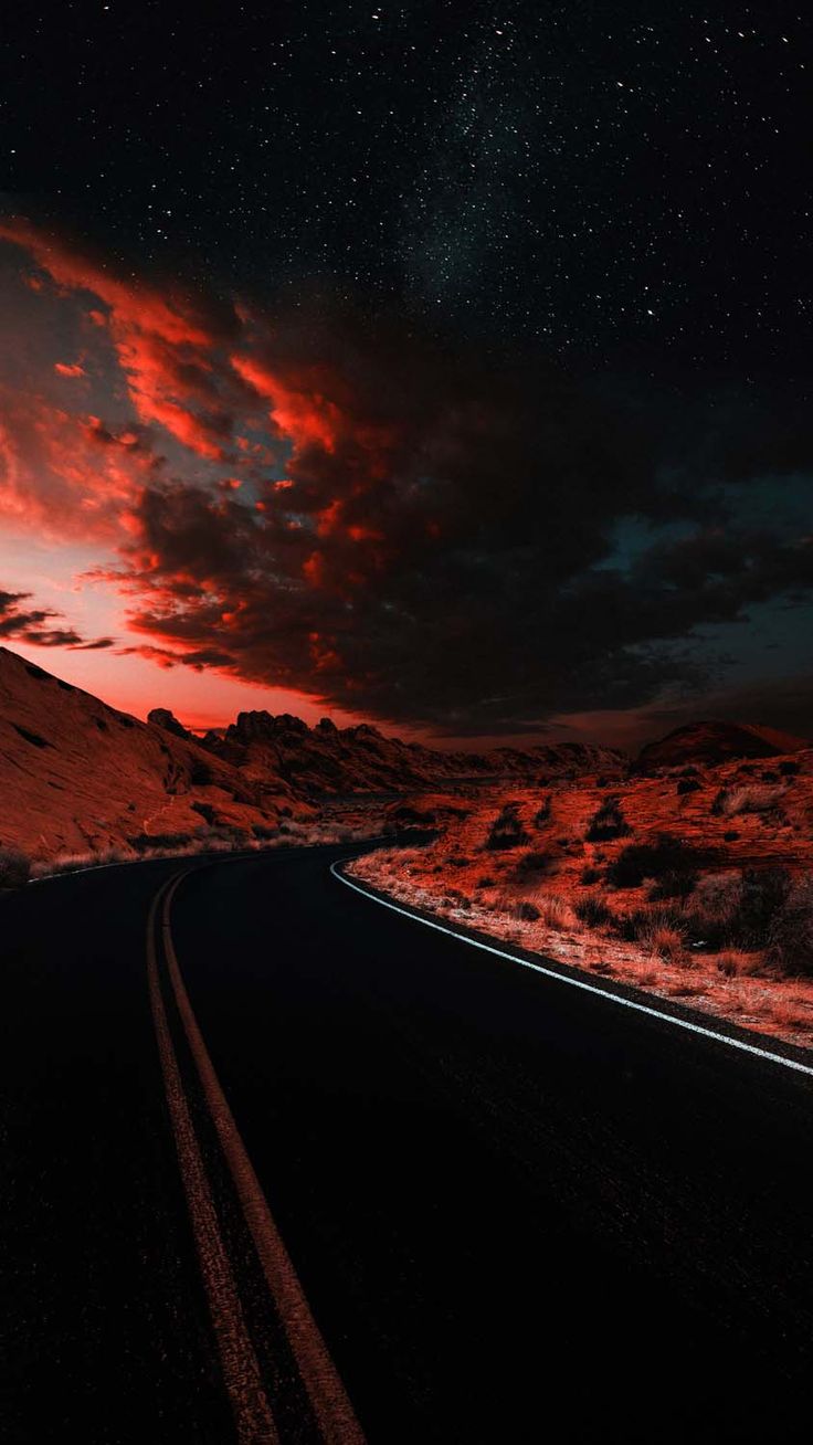 736x1308 Road night background. Moody road background, Road to the clouds wallpaper, 4k iphone wallpaper