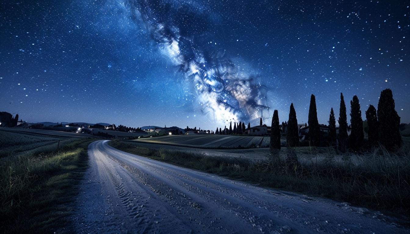 1344x768 Serene Starry Night Landscape with Milky Way Virtual Background