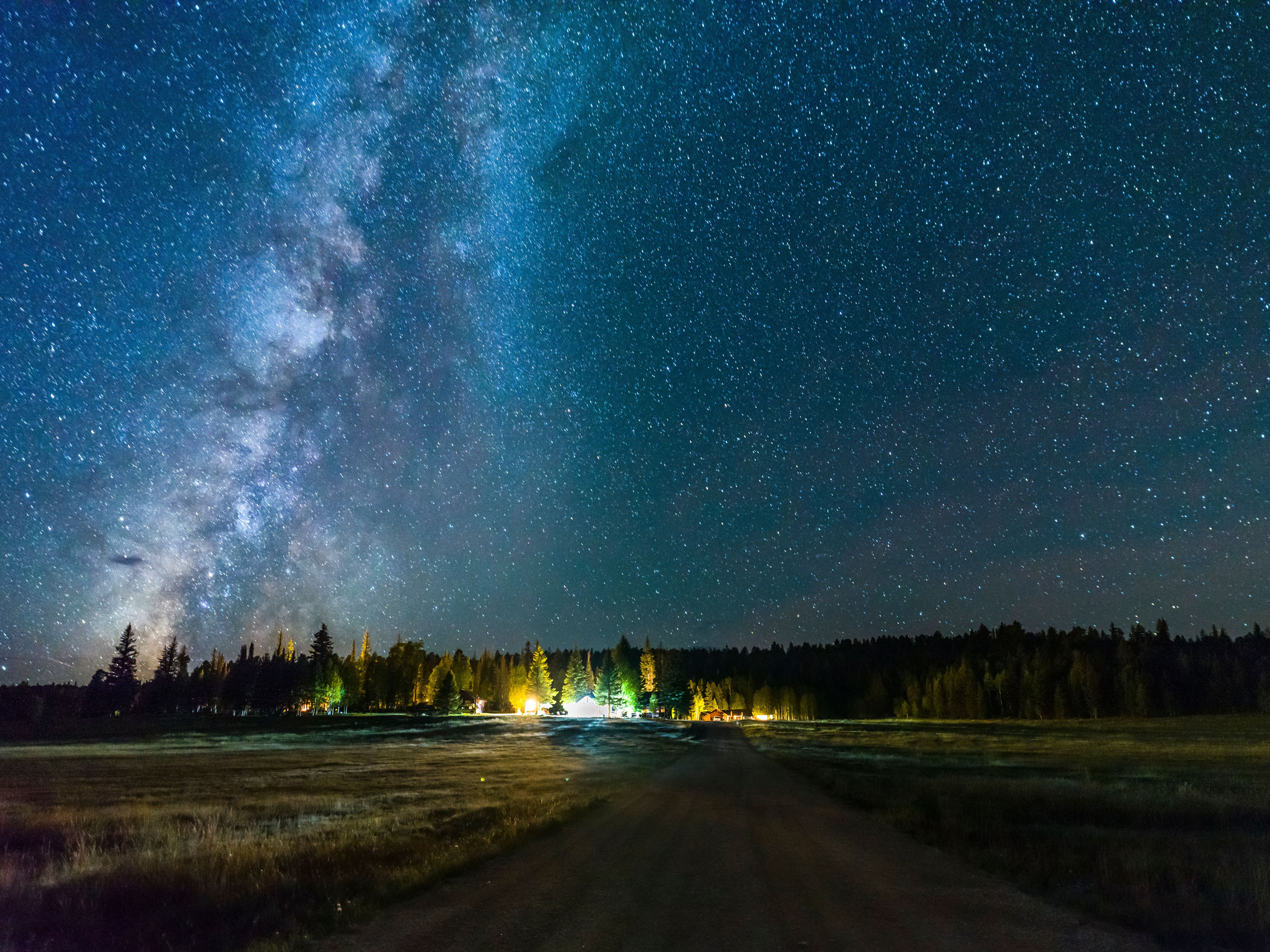 7107x5327 Milky Way Seen from Countryside Road · Free