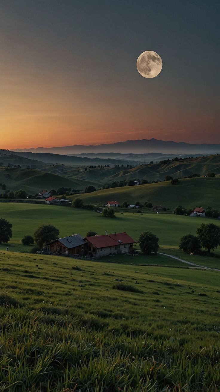 736x1309 Country side sunset. Country side at night, Wallpaper beautiful places, Green scenery
