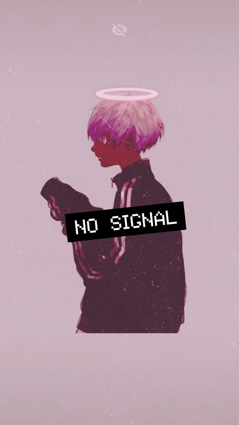 800x1422 No signal, anime, black, boy, pink, HD phone wallpaper