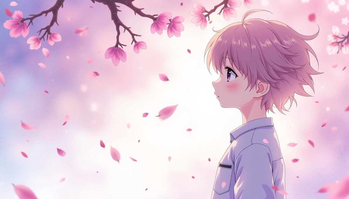 1344x768 Download Blossom Boy Dreaming Image, Watercolor, Boy