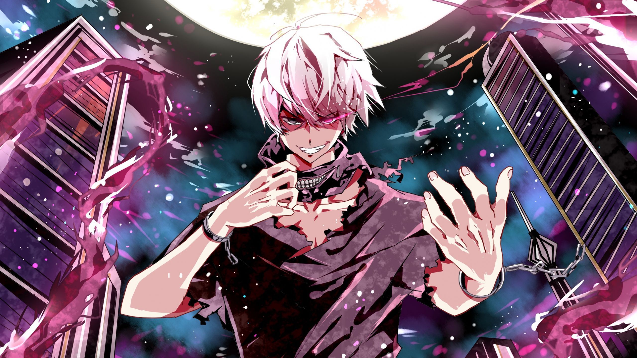 2560x1440 Wallpaper White Haired Male Anime Character, Background Free Image