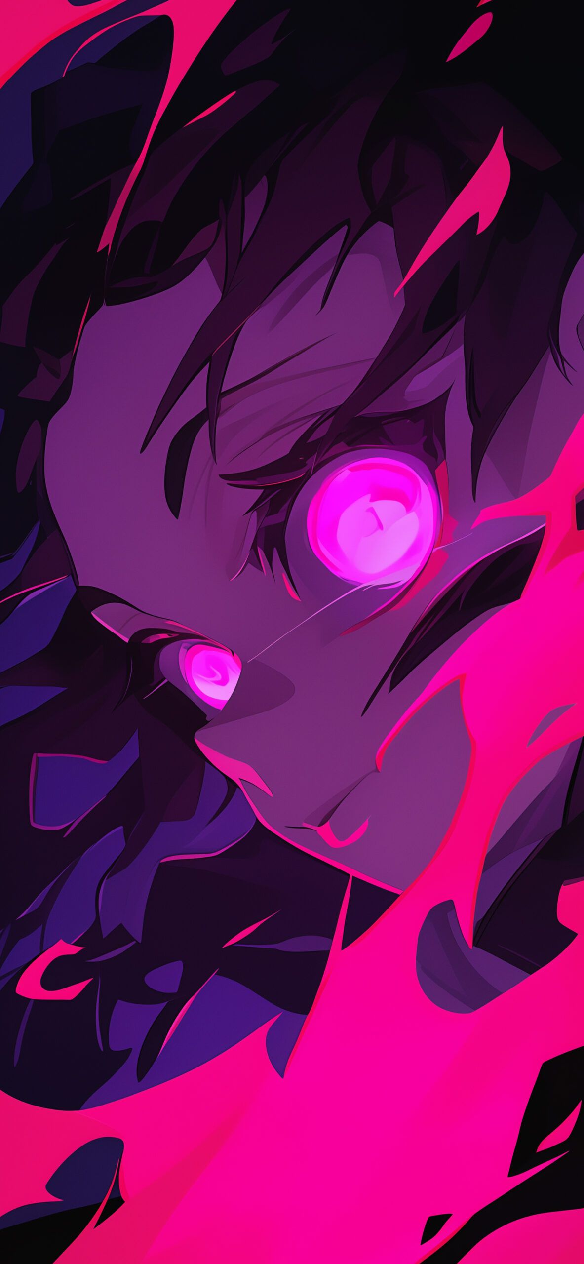 1183x2560 Anime Boy Pink Neon Aesthetic Wallpaper HD Wallpaper