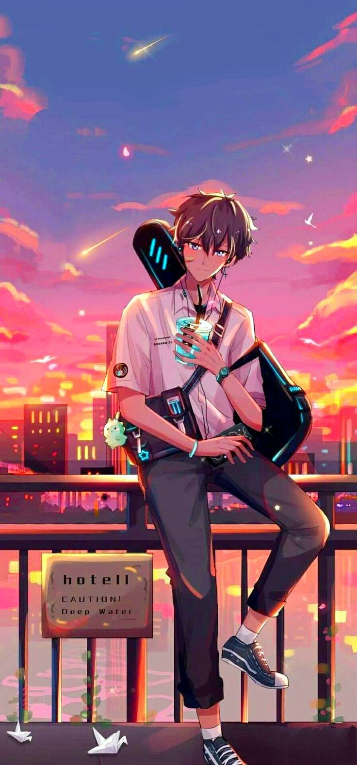 736x1576 Lukisan jepang. Fotografi gelap, Binatang cantik, Pemandangan anime