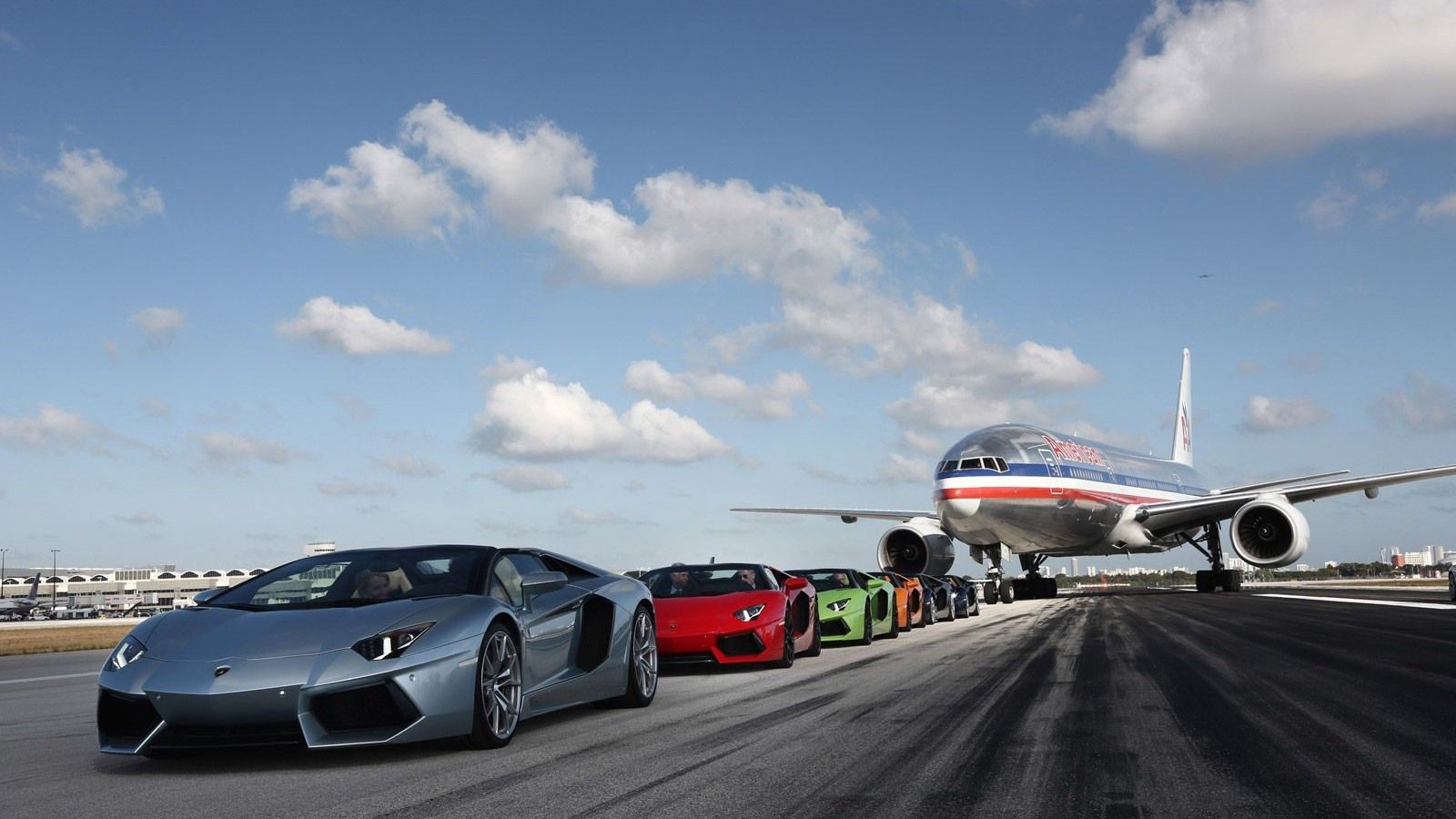 1600x900 Lamborghini Aventador Roadsters Take To Miami Airport Runway: Video