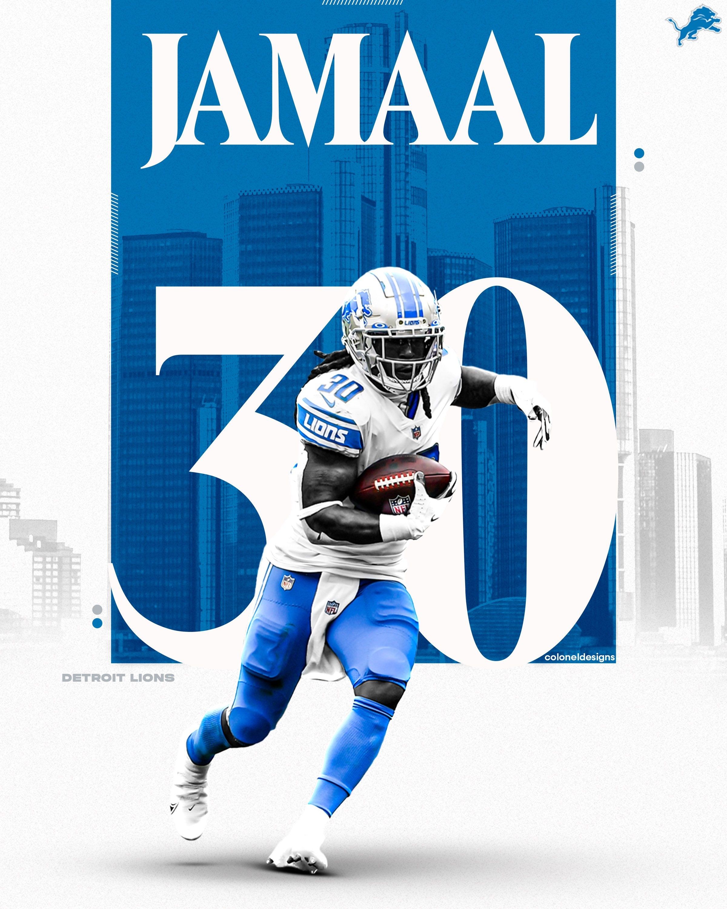 2400x3000 Jamaal Williams Detroit Lions Póster de fútbol americano de la NFL México