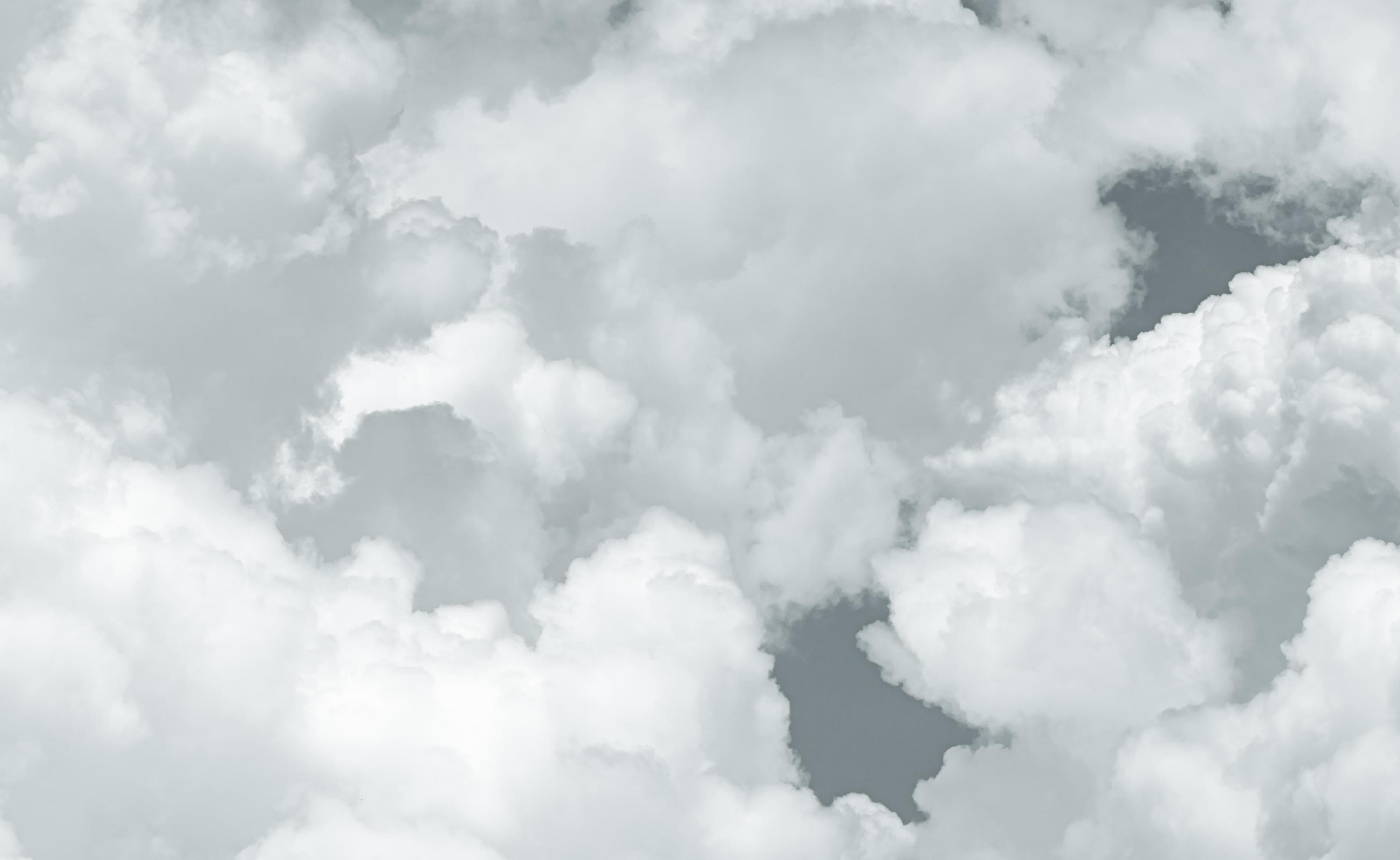 3189x1960 Grey And White Fluffy Clouds Texture. Closeup Detail Of White Clouds Texture Background. Soft Touch Feeling Like Cotton. White Puffy Clouds. Gloomy And Moody Sky. Background For Dead And Tranquility. 8536732