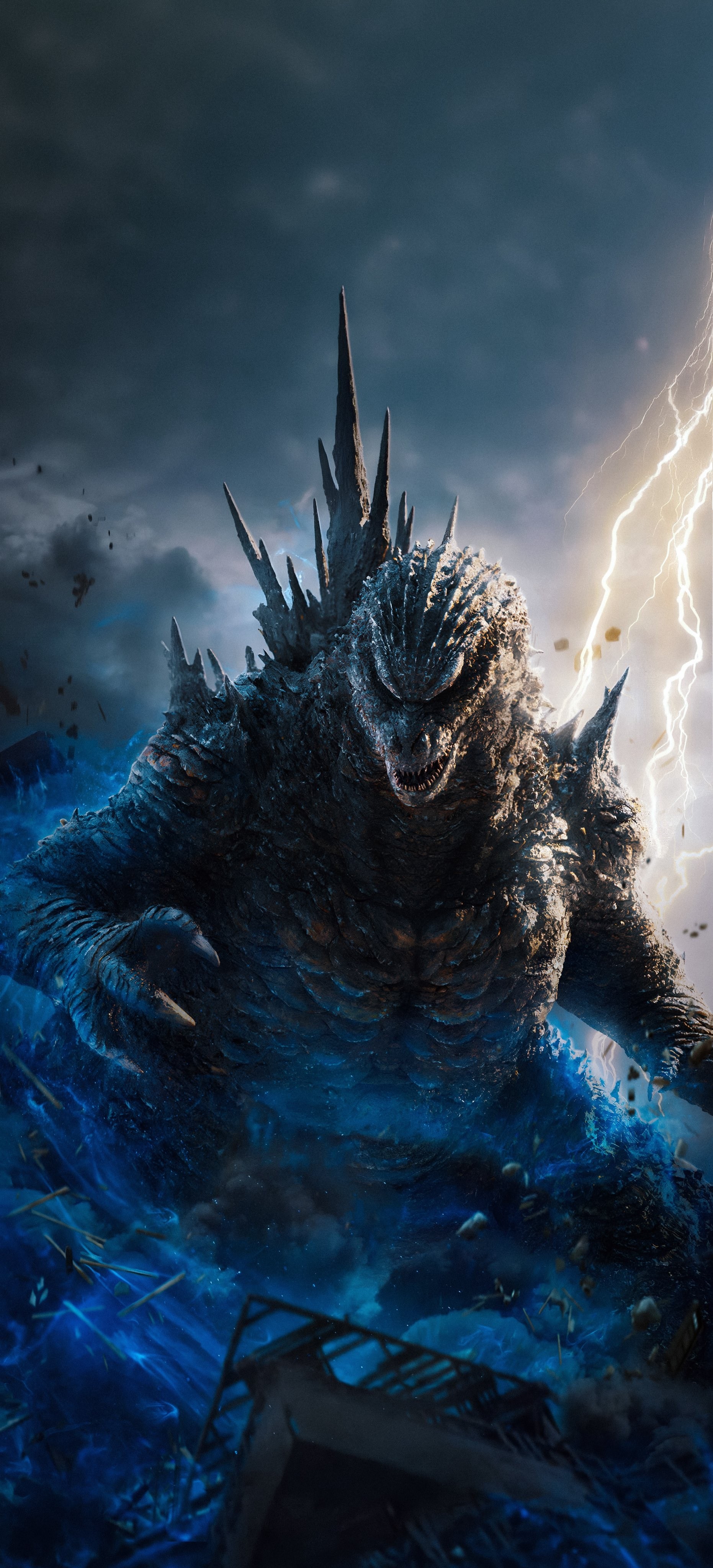 1862x4096 Godzilla Minus Zero Textless Phone Wallpaper (Godzilla Minus Zero Image)