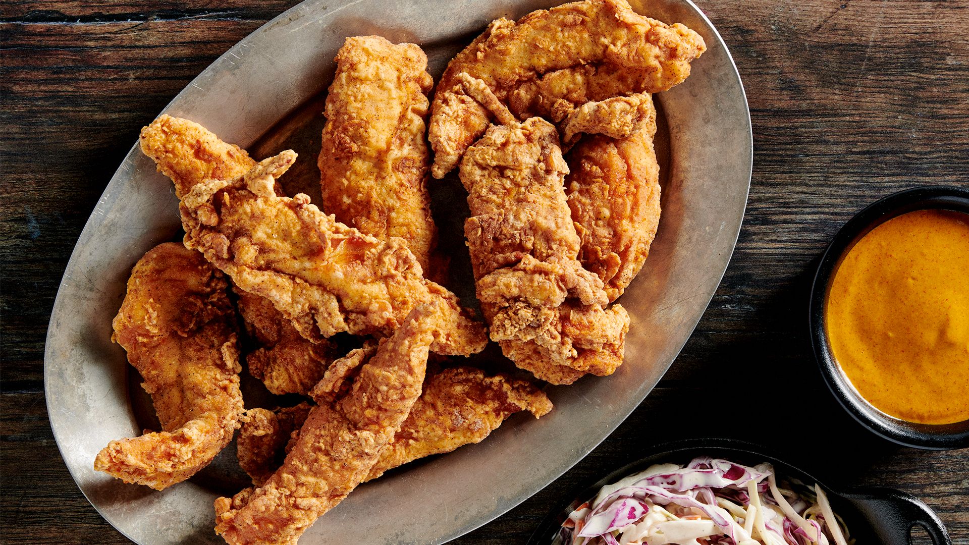 1920x1080 Fried Chicken Tenders with Coleslaw