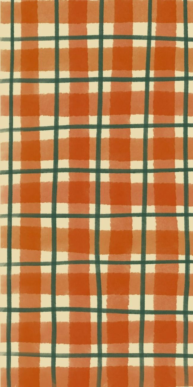 650x1300 Cute Orange Plaid Pattern Background : Rustic Checkered Autumn Wallpaper
