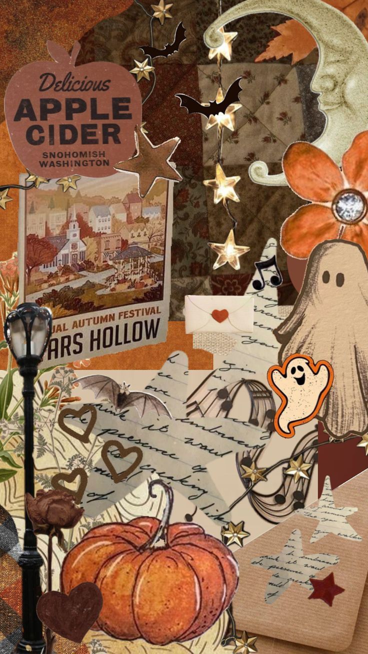 736x1308 Fall and #Halloween Vintage Wall Collage Aesthetic. Autumn phone wallpaper, Halloween wallpaper iphone background, Halloween wallpaper cute