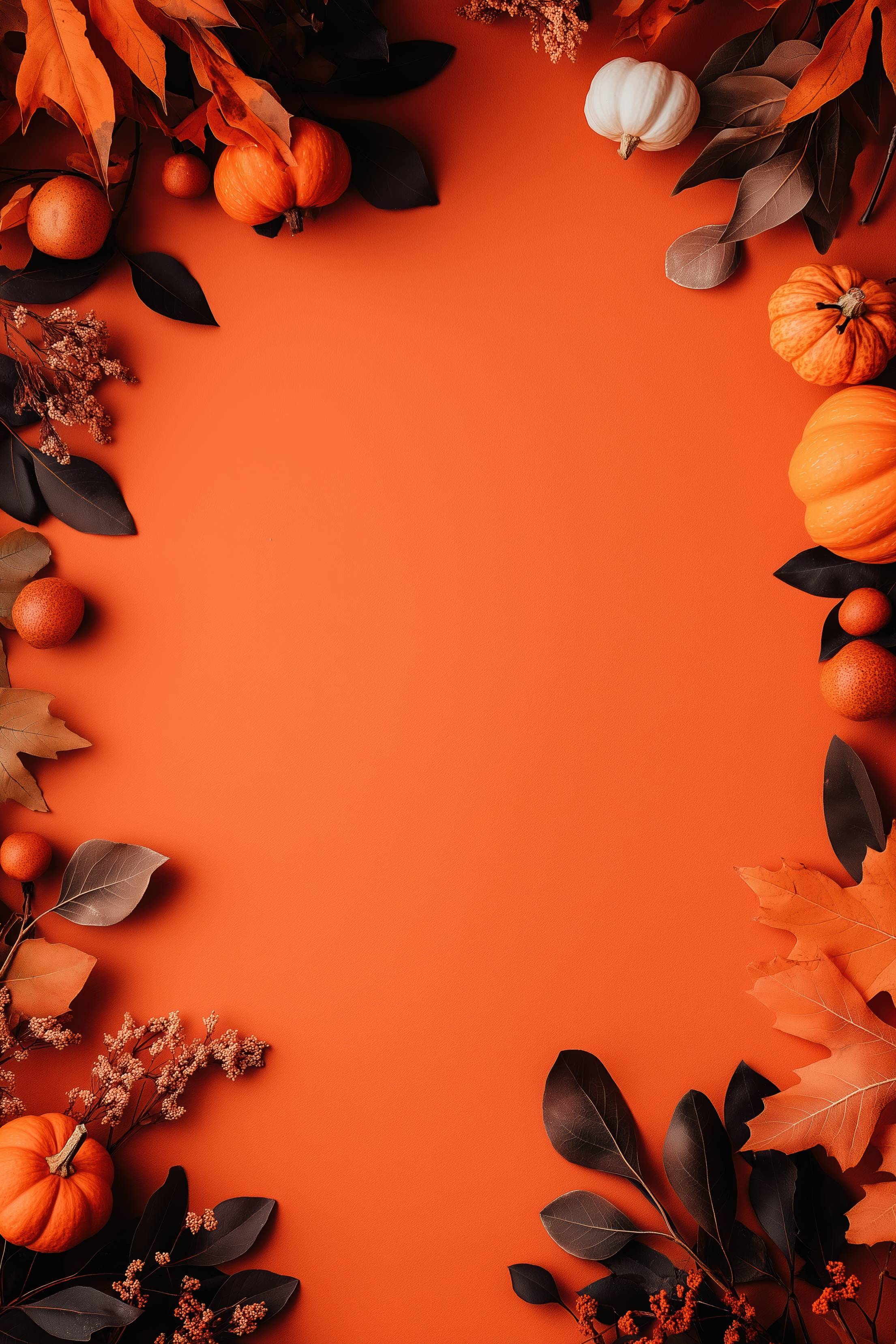 2210x3315 Fall Hero Background with Halloween Pumpkins and Space for Text