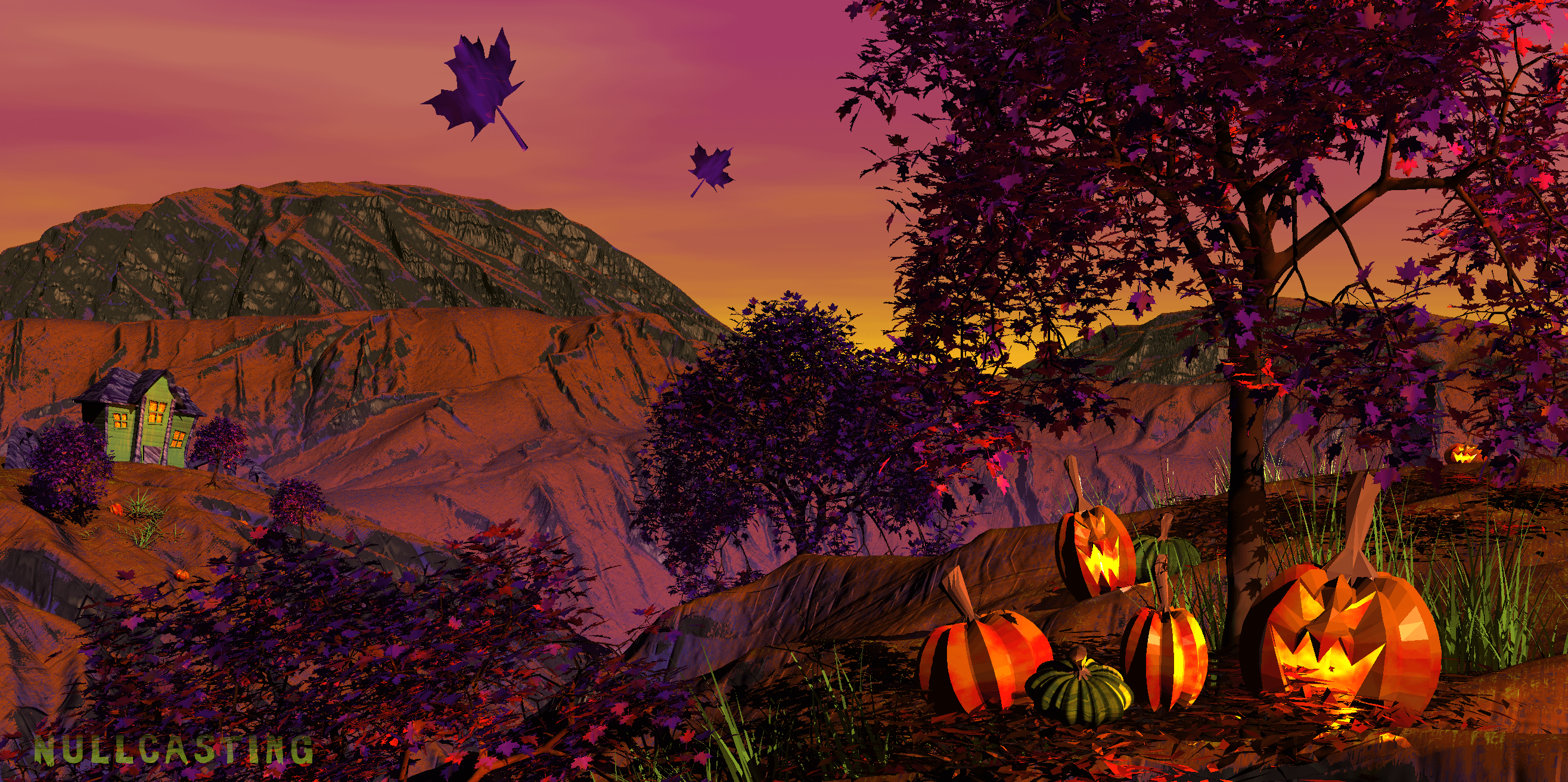 2631x1312 made a halloween themed retro wallpaper last night