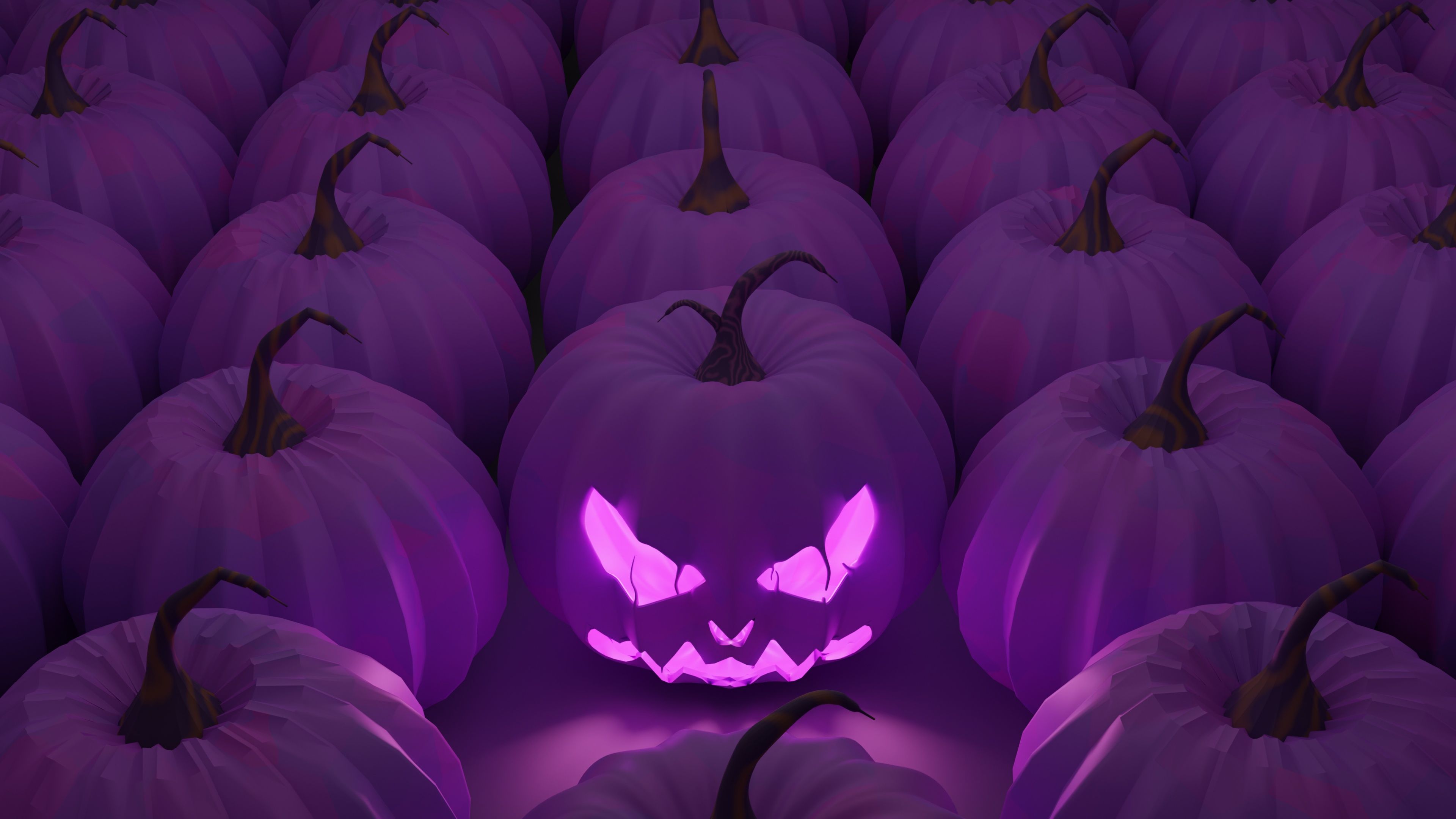 3840x2160 Halloween Pumpkin Wallpaper 4K, Purple aesthetic, Purple pumpkins