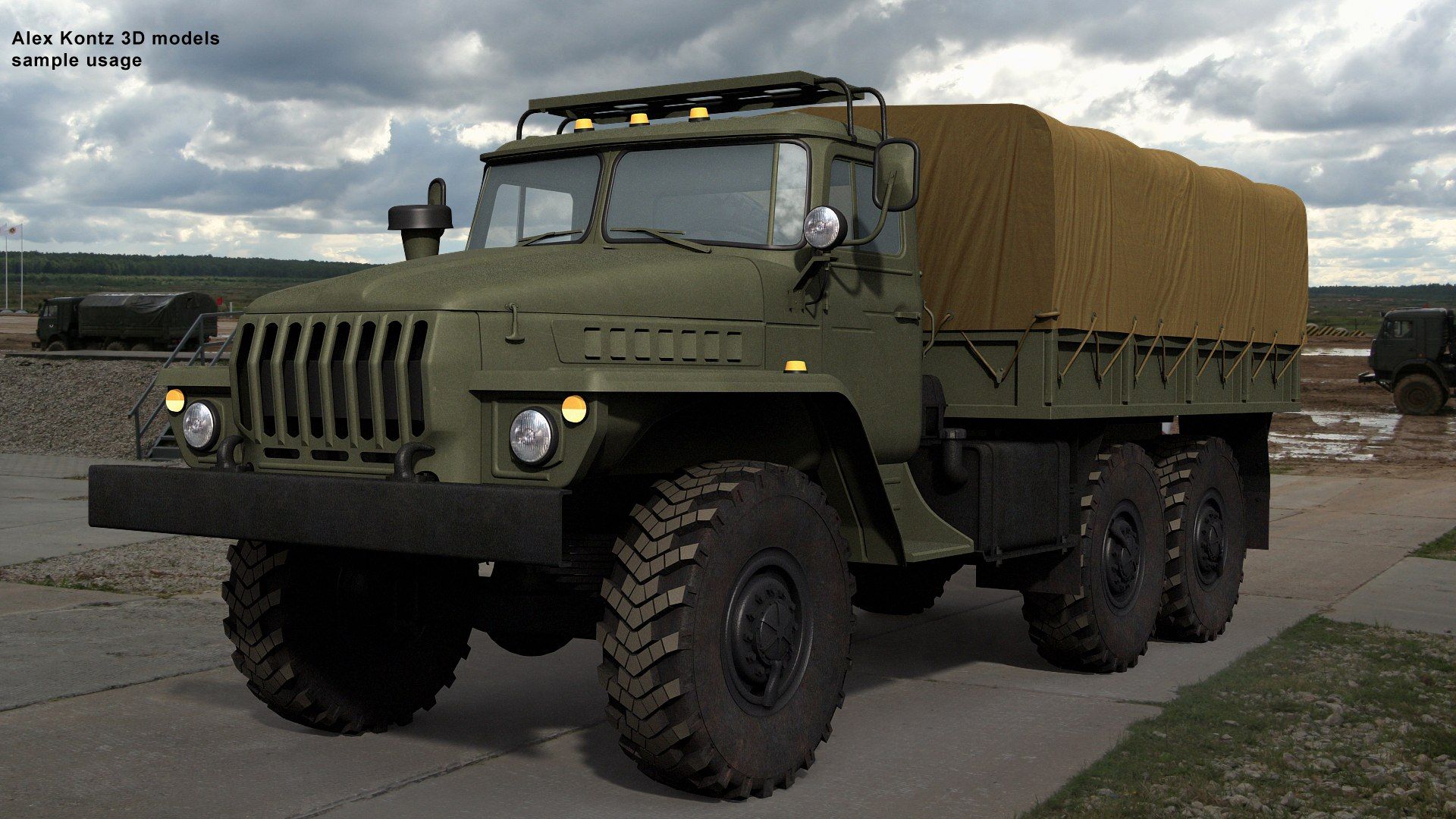 1920x1080 3D Model Of Russian Military Truck Ural 4320