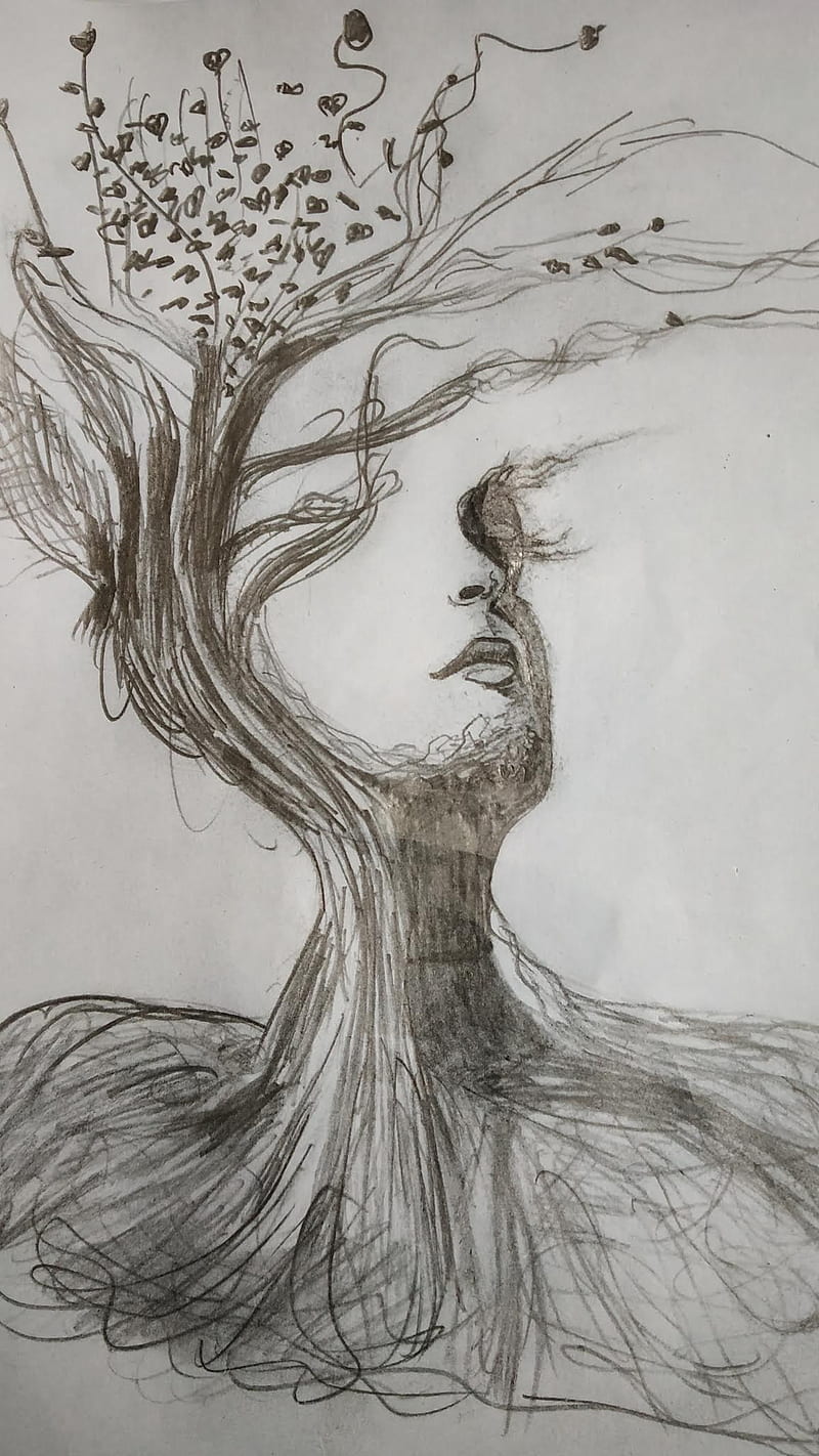 800x1422 Mother Nature, nature sketch, nature heart, HD phone wallpaper