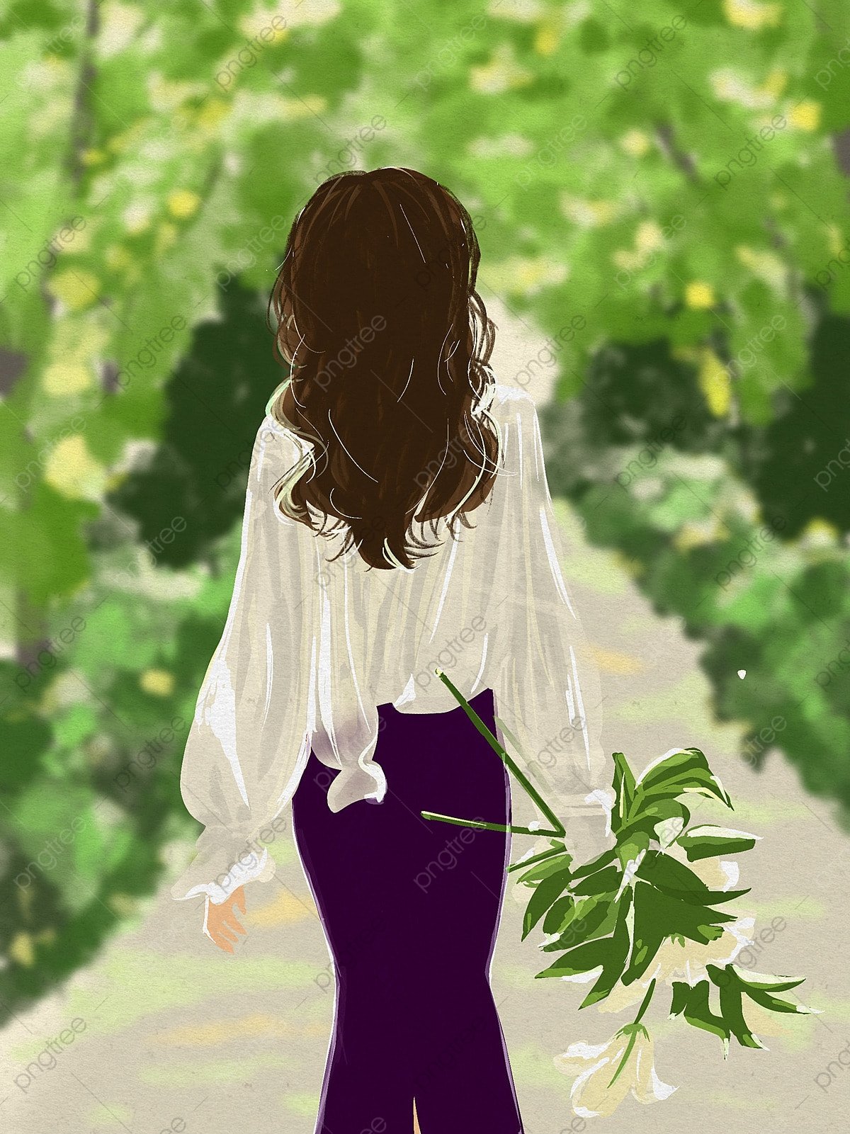 1200x1601 Smell The Lily Path To Know Women, Lady, Forest, Independent Woman Illustration Background And Wallpaper For Free Download