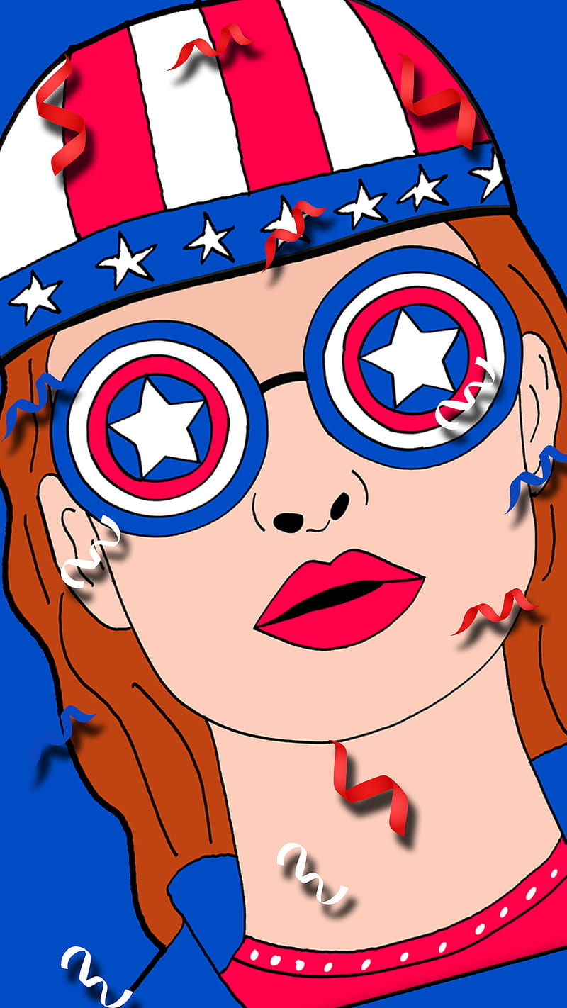 800x1422 American girl hero, 4th July, America, Independent day, drawing, girl, hero, HD phone wallpaper