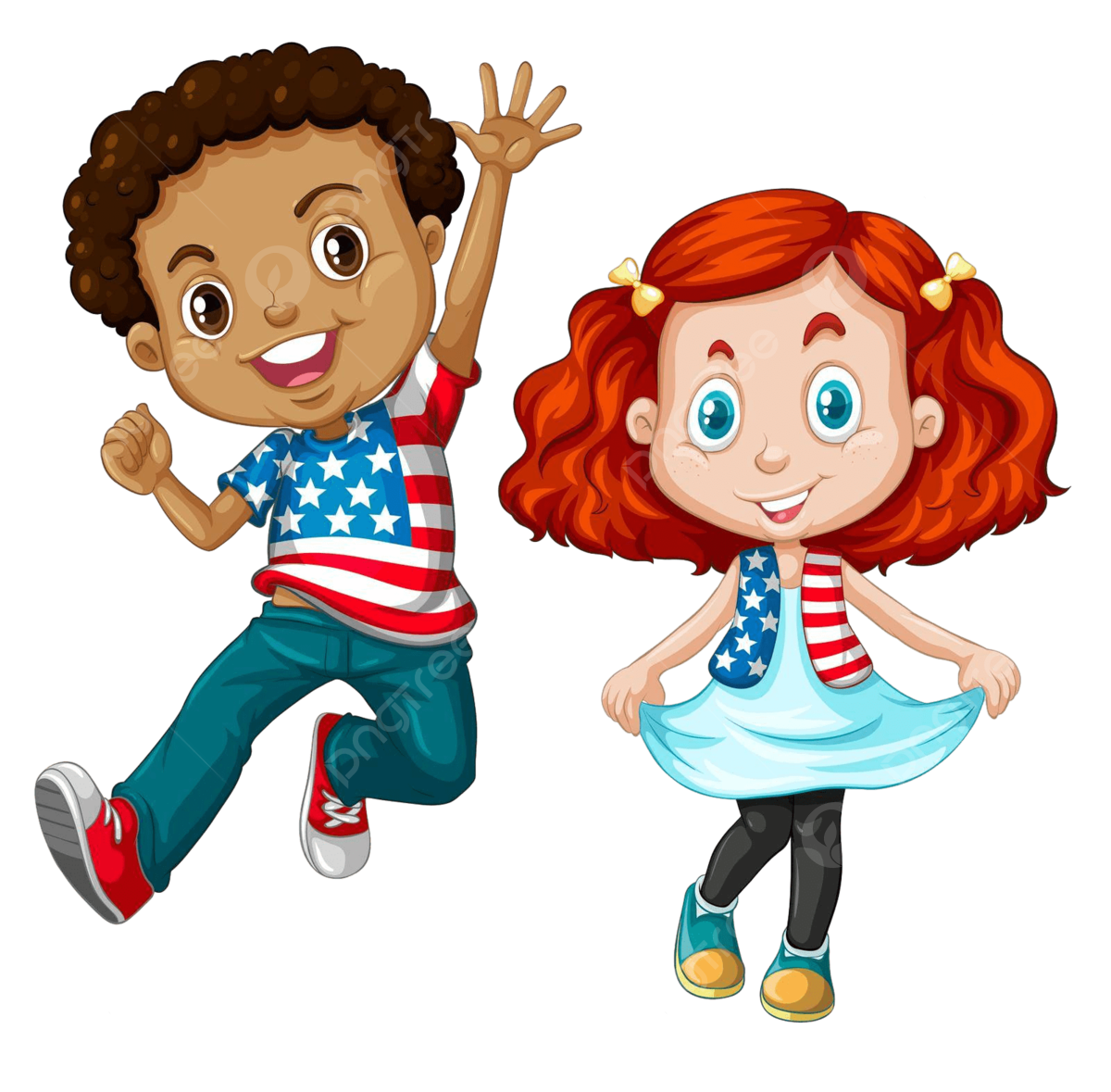 1200x1179 American Boy And Girl Greeting Greeting Ethnicity Independent Day Vector, Greeting, Ethnicity, Independent Day Illustration Background And Wallpaper For Free Download