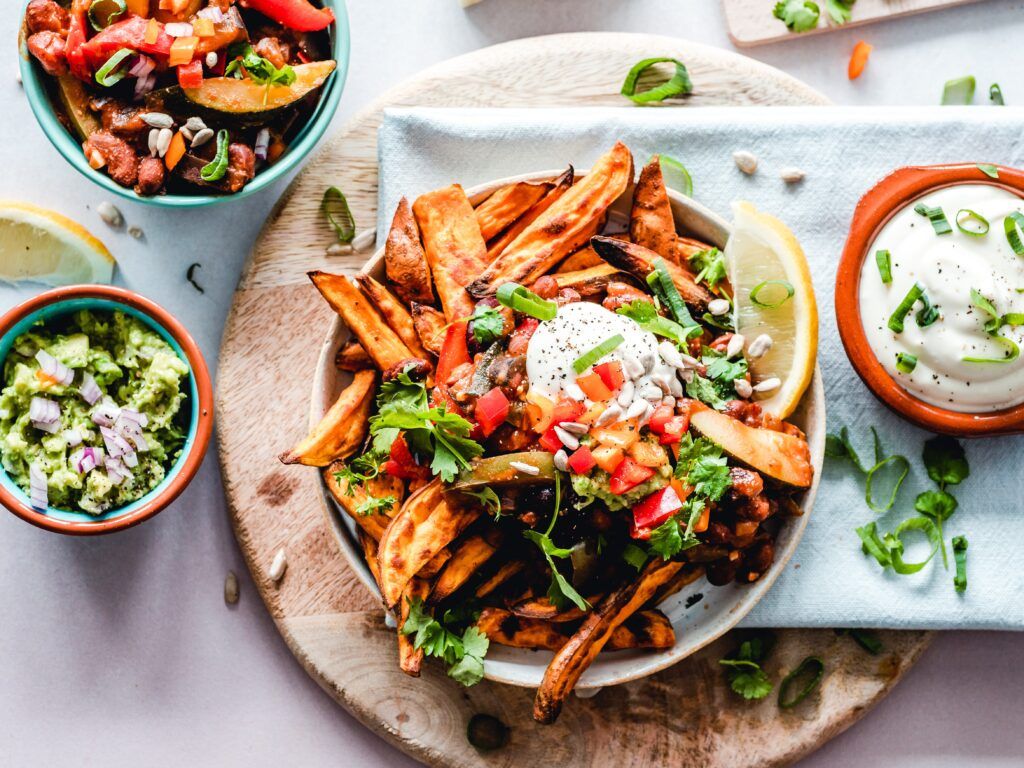 1024x768 Loaded Sweet Potato Fries. Air Fryer Crispy Spicy Apron