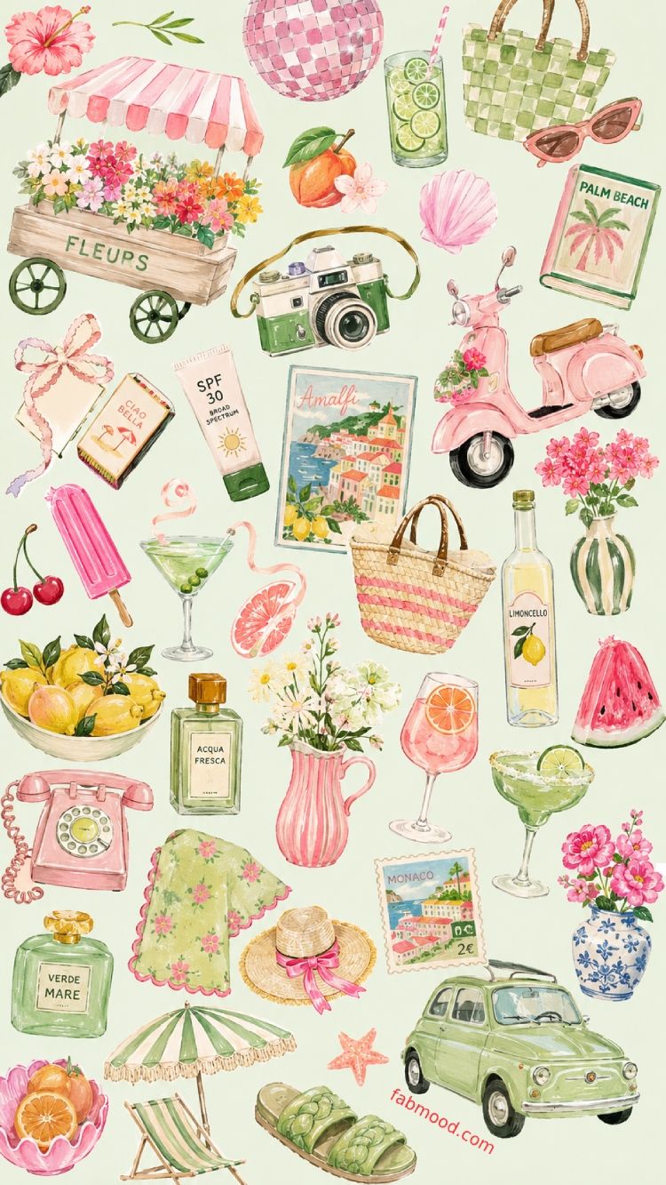 750x1333 Cute Italian Summer Collage Phone Wallpaper. Mediterranean Vacation Aesthetic Mobile Background