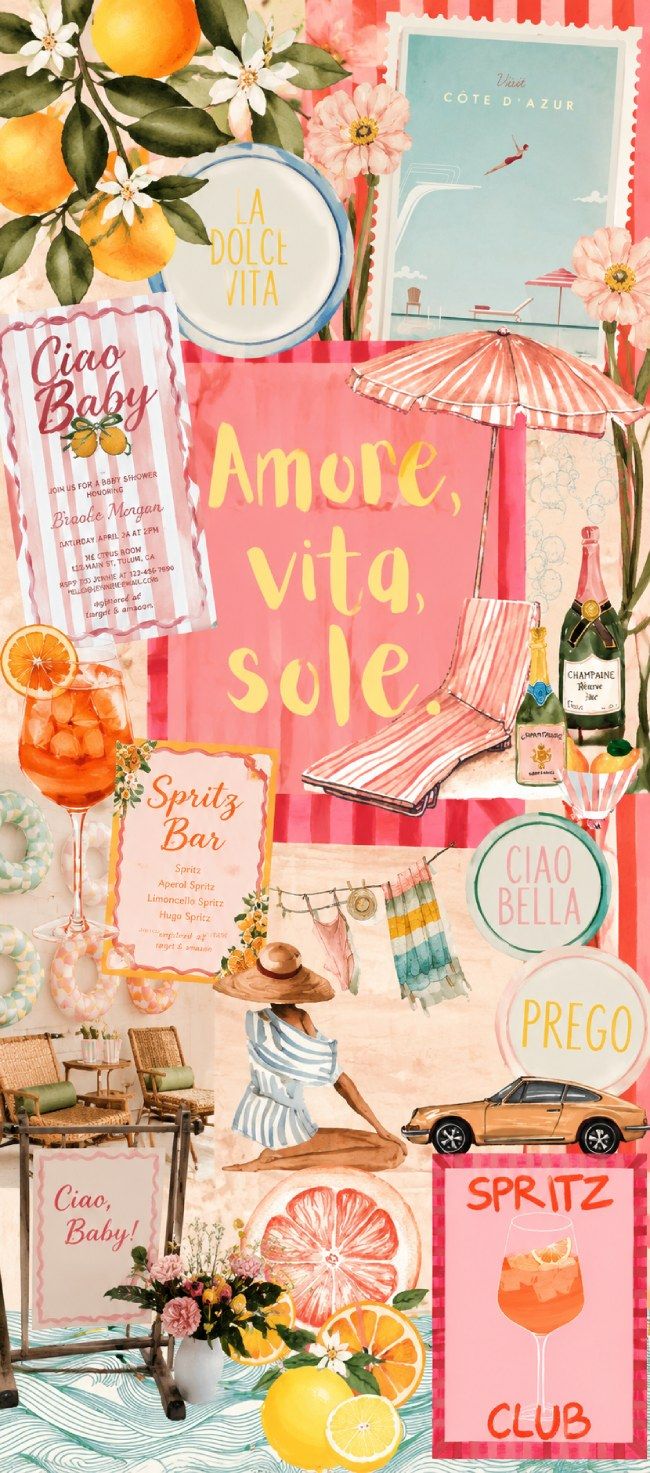 650x1473 Amore Vita Sole Phone Wallpaper : La Dolce Vita Coastal Summer Aesthetic Background