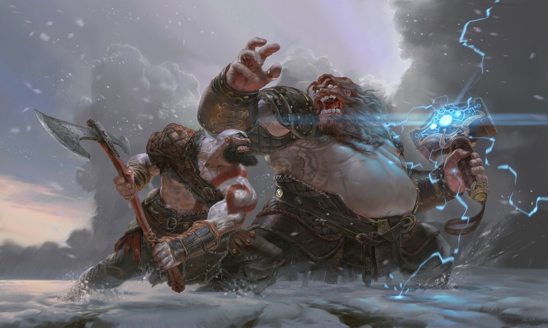 1920x1152 Download Thor (God Of War) Kratos (God Of War) Video Game God Of War: Ragnarök HD Wallpaper