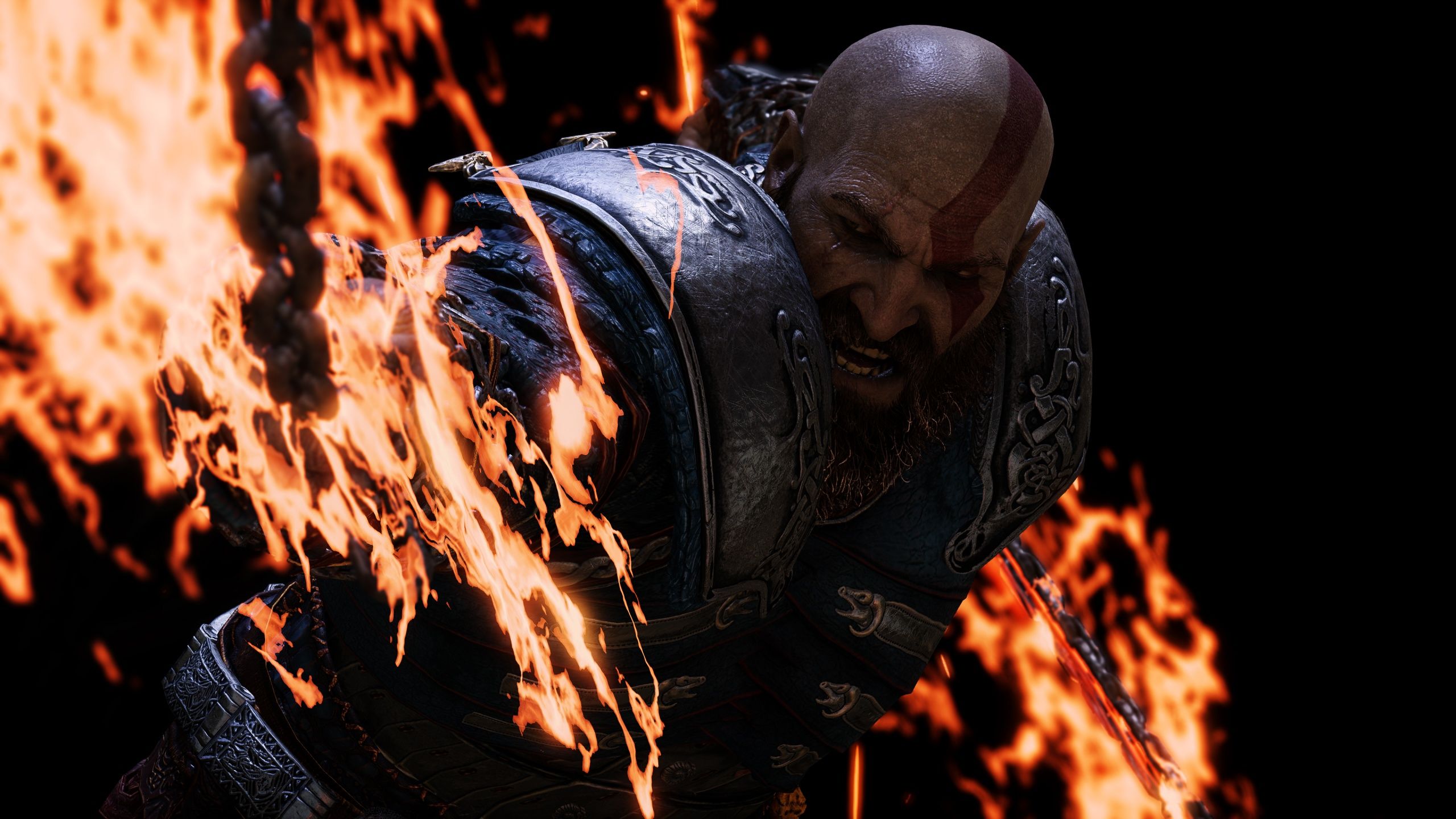 2560x1440 Kratos Wallpaper 4K, Rage, God of War, Fire