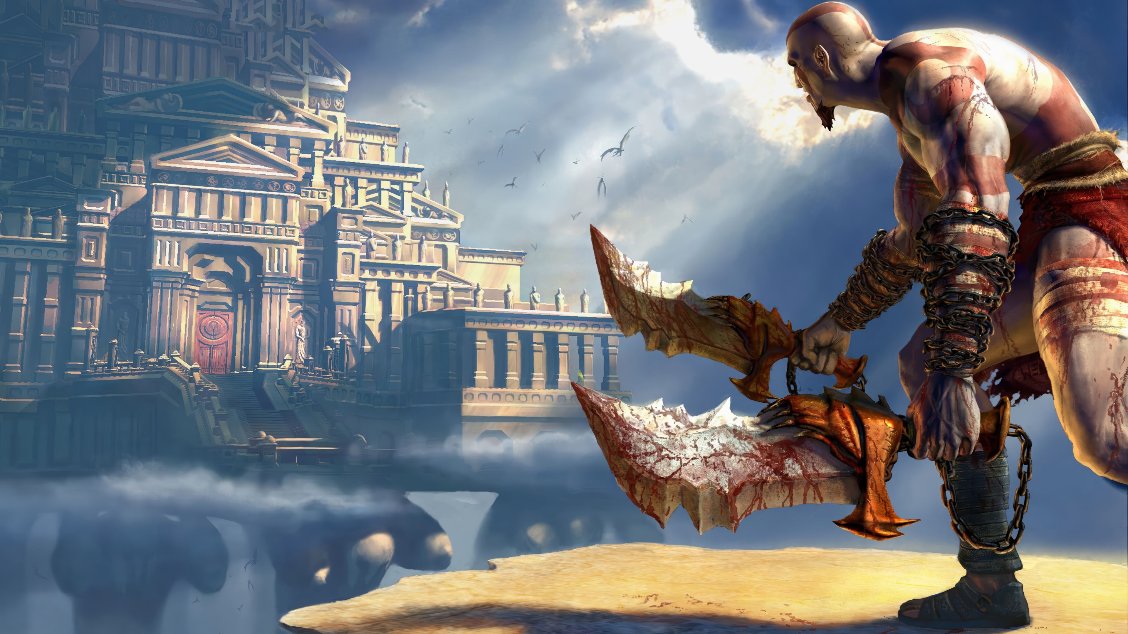 3840x2160 God of War Kratos Blade of Chaos Wallpaper 4K HD PC