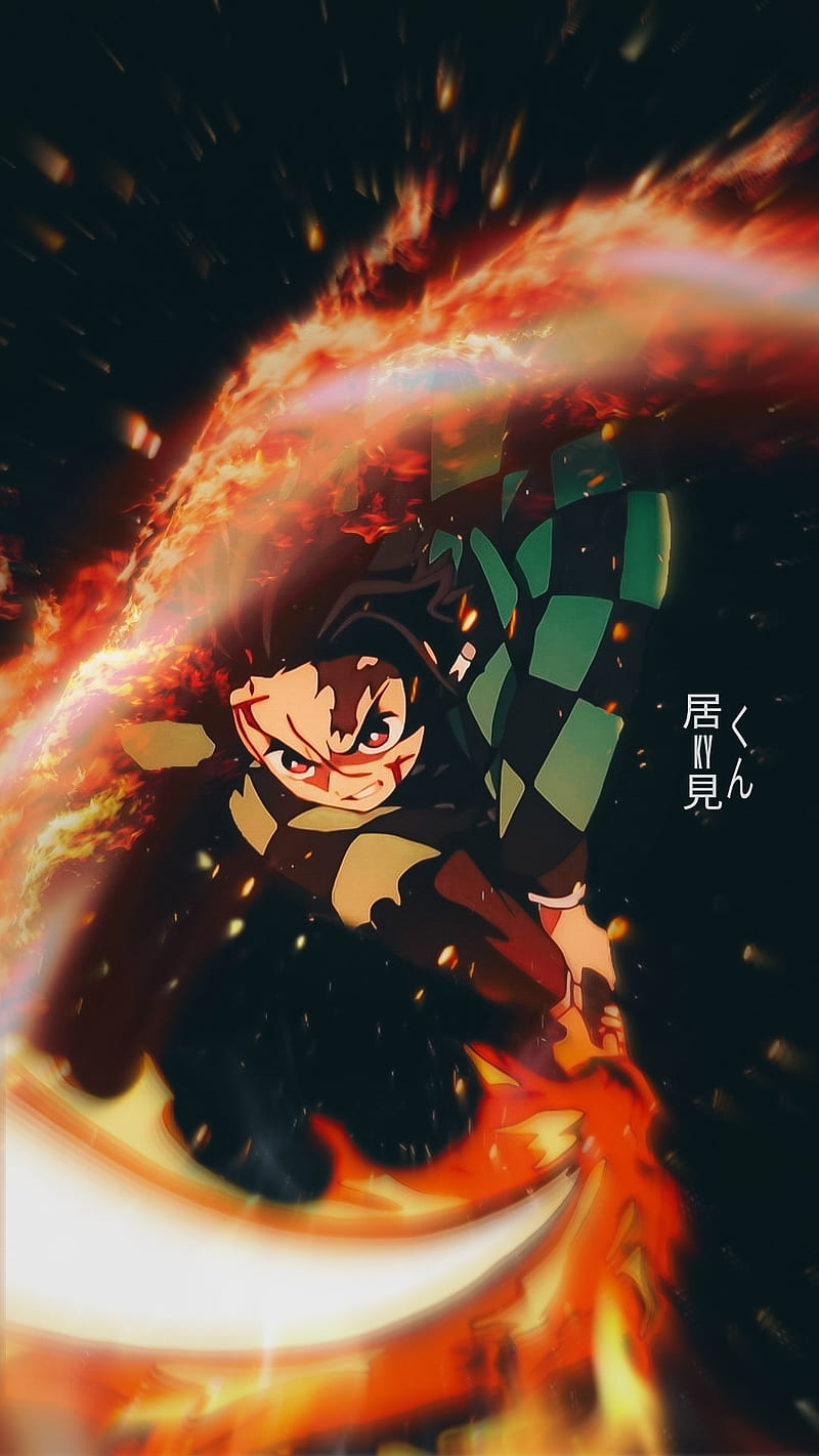 800x1421 HD tanjiro kamado red wallpaper